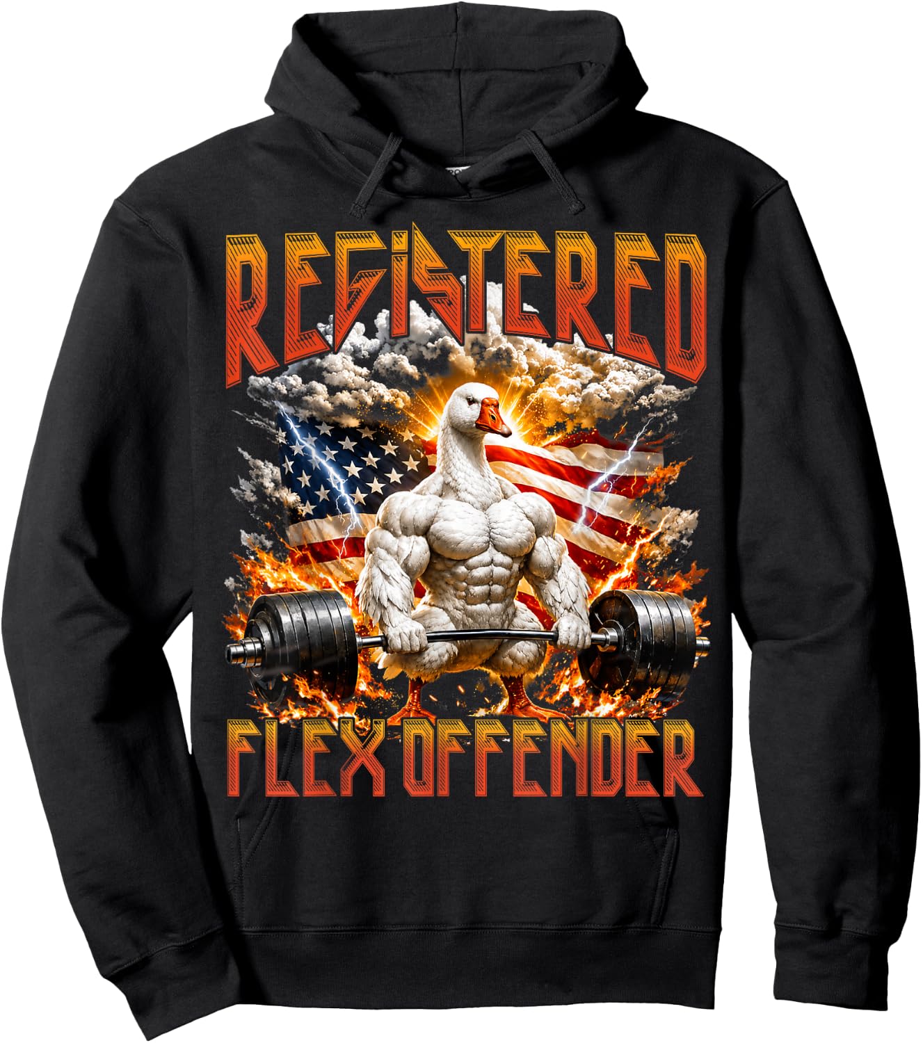 Registered Flex Offender Muscular Goose Gym Workout Bootleg Hoodie - Hoodie | Black