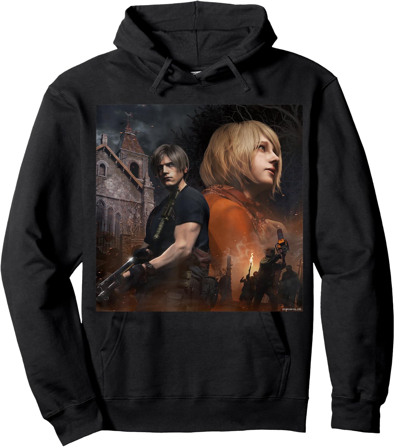 Capcom RESIDENT EVIL 4 Leon & Ashley , Herren, -Erwachsene, Kurzarm, Schwarz, S, Klassisch, mit kurzen Ärmeln Hoodie - Hoodie | Black