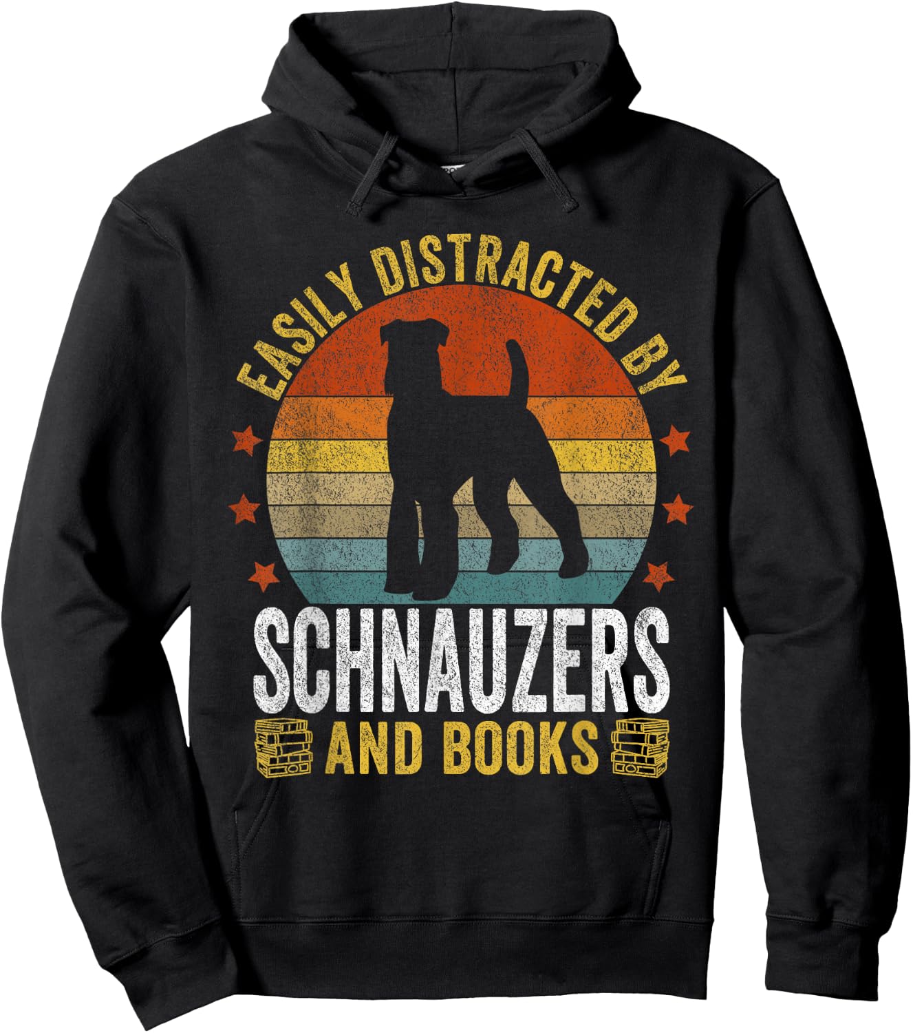 Schnauzer And Books Schnauzer Mom Schnauzer Dad Retro Hoodie - Hoodie | Black