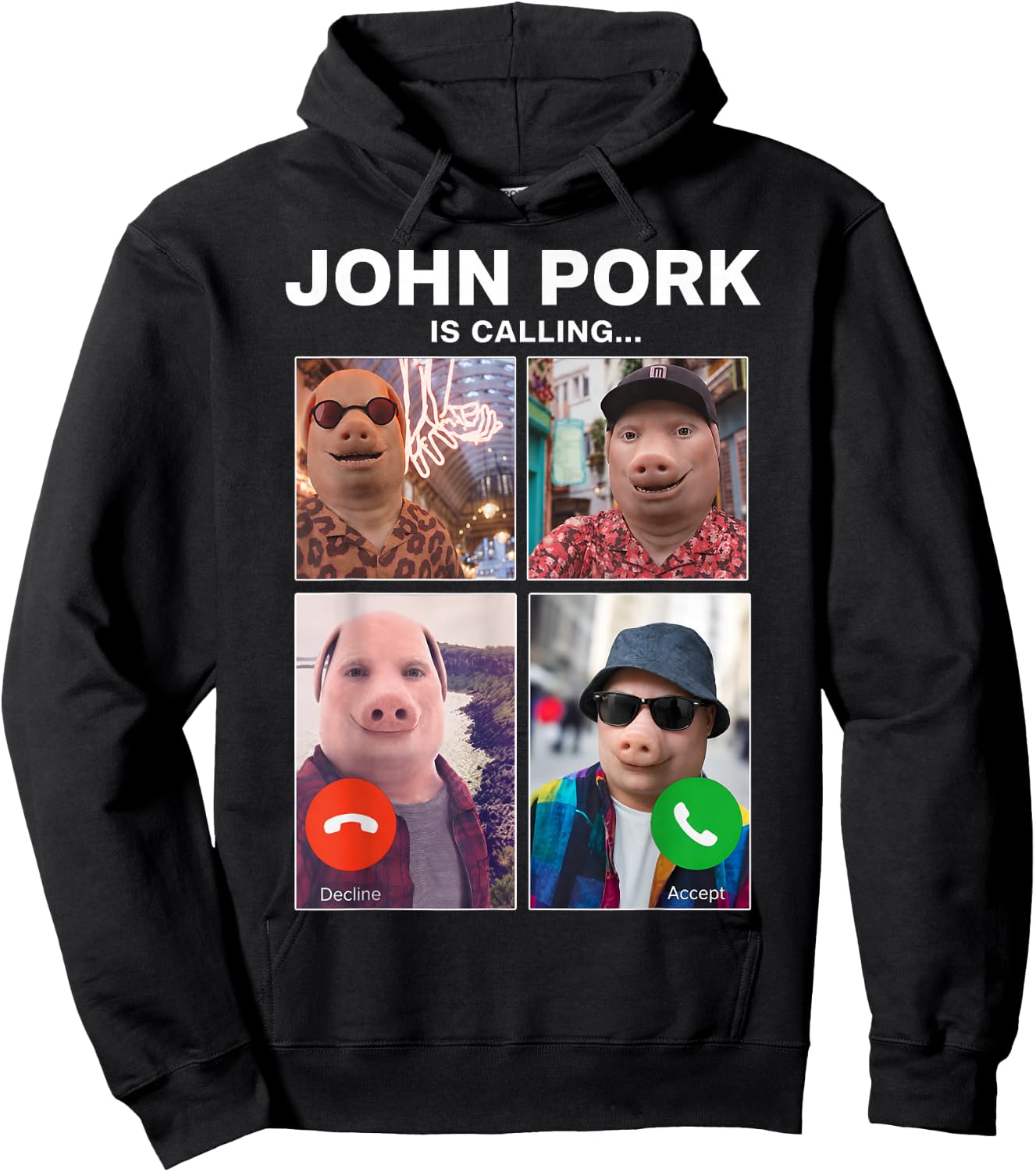 Funny John Pork is Calling Meme Braintot Gifts Boys Kids Hoodie - Hoodie | Black