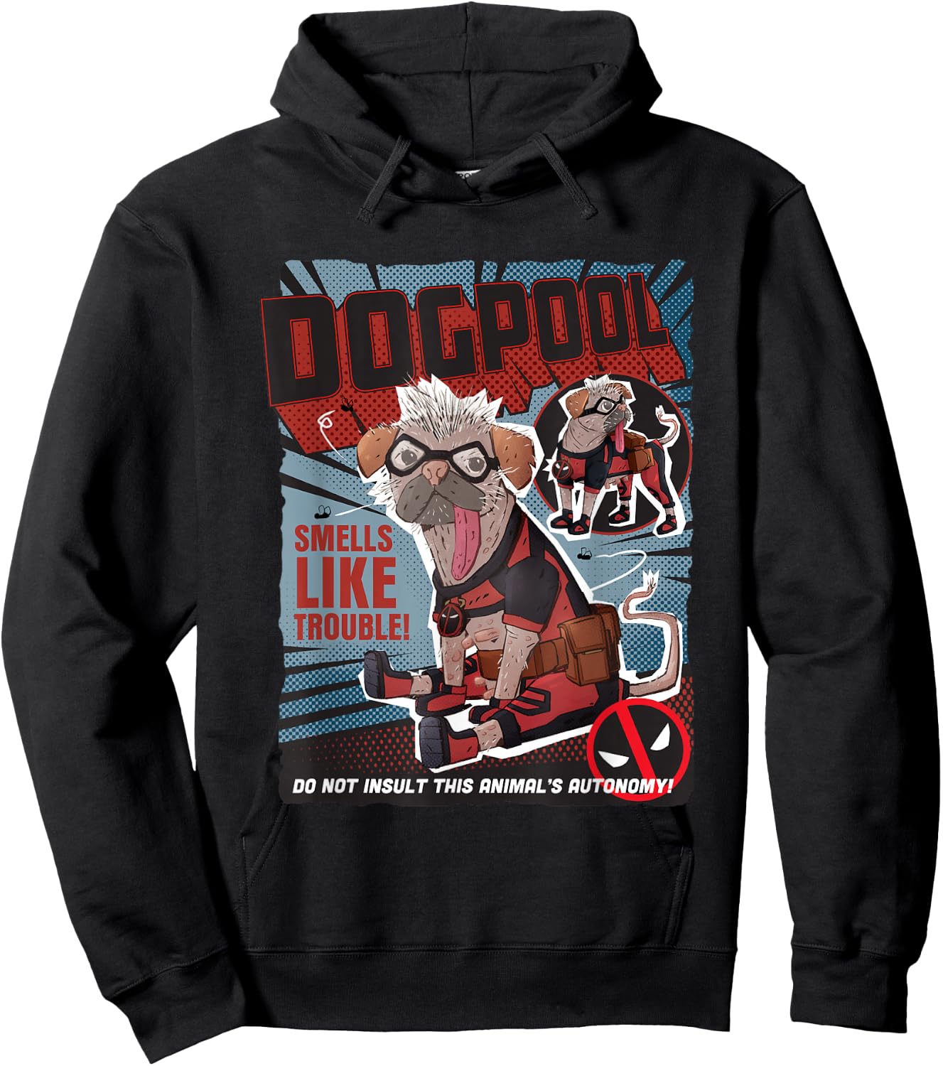 Marvel Deadpool & Wolverine Dogpool Doodle Comic Book Cover , Black, S Hoodie - Hoodie | Black