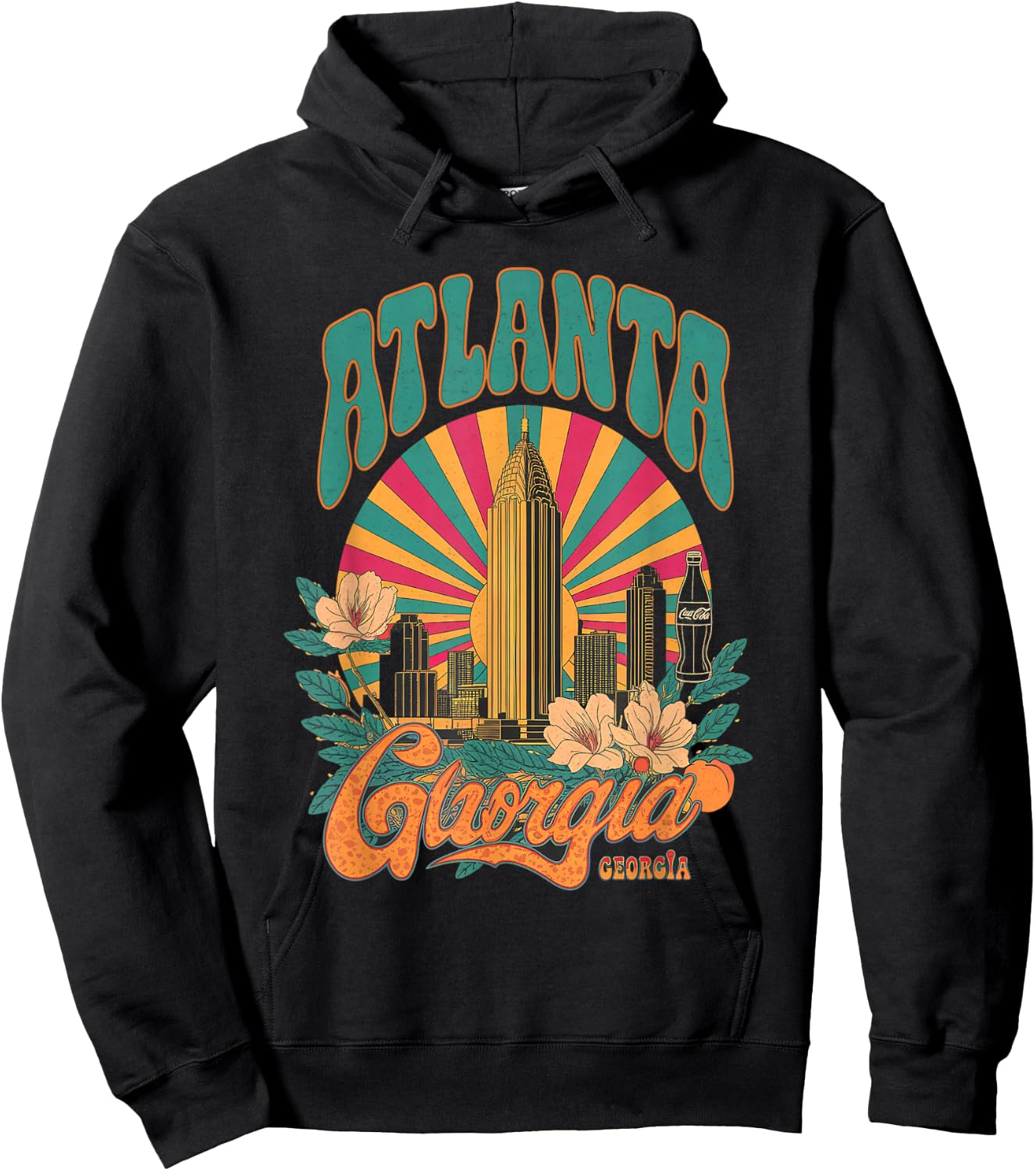 Atlanta Skyline Georgia Vintage City Souvenir Retro ATL Hoodie - Hoodie | Black