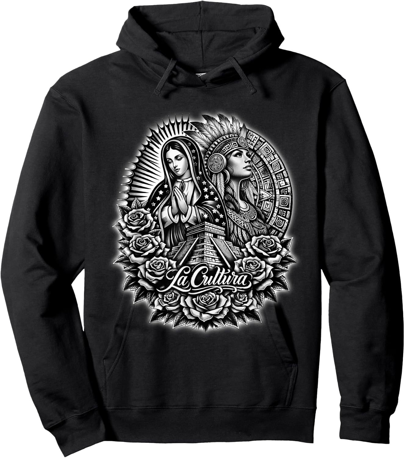 Virgen De Guadalupe Aztec Princess Mexico Azteca Mayan Hoodie - Hoodie | Black