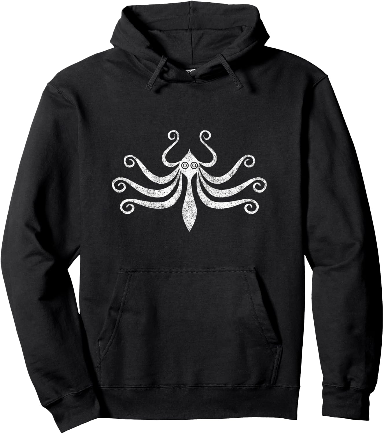 Antiker Minoanischer Marine-Stil Octopus Distressed Langarmshirt Hoodie - Hoodie | Black