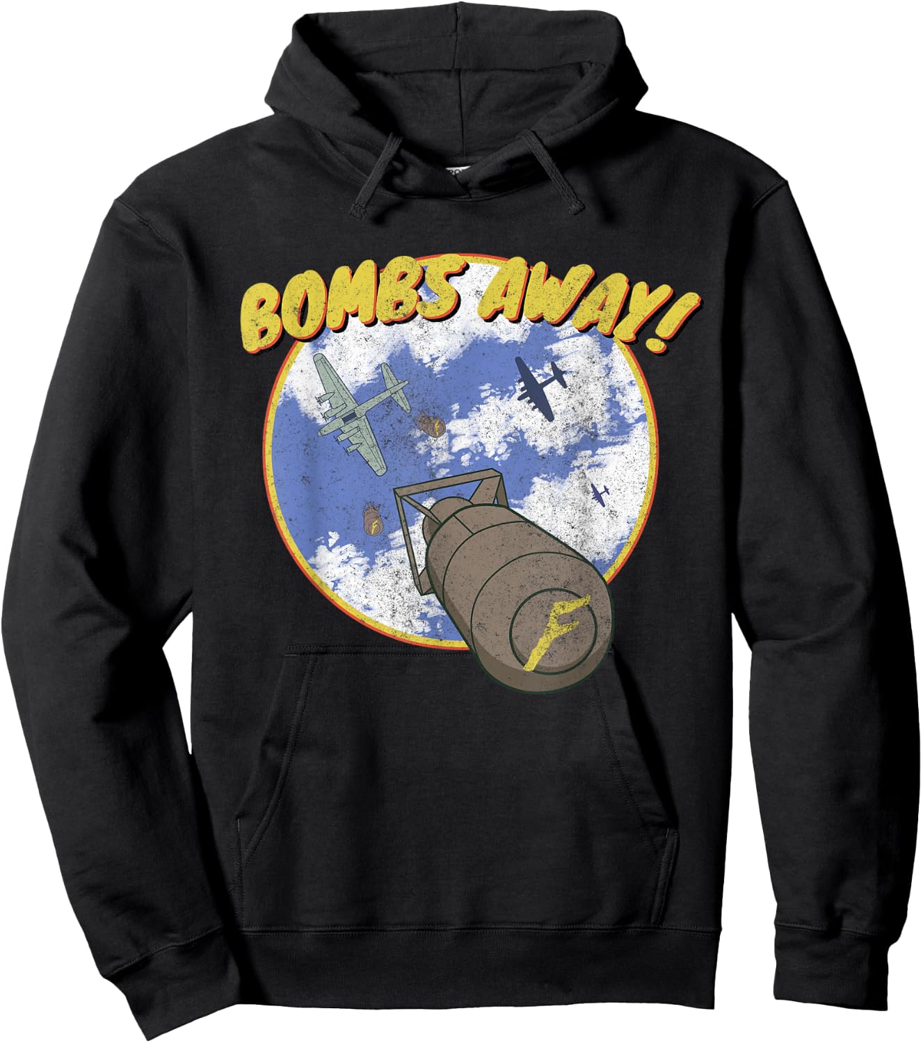 B-17 Classic Vintage Aviation Bomber Distressed F-Bomb Hoodie - Hoodie | Black