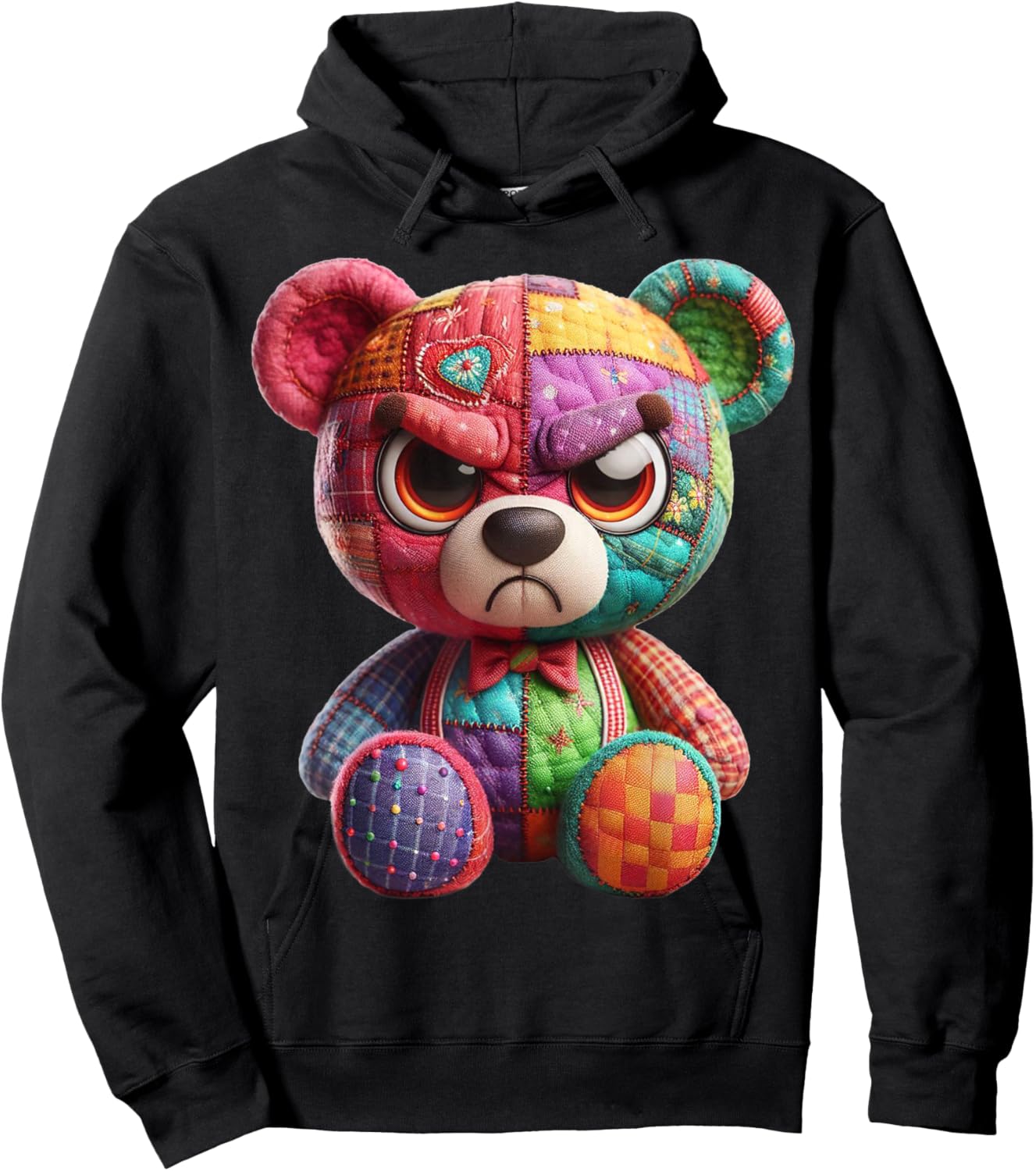 Angry Teddy Bear Print A Very Grumpy Hug Hoodie - Hoodie | Black