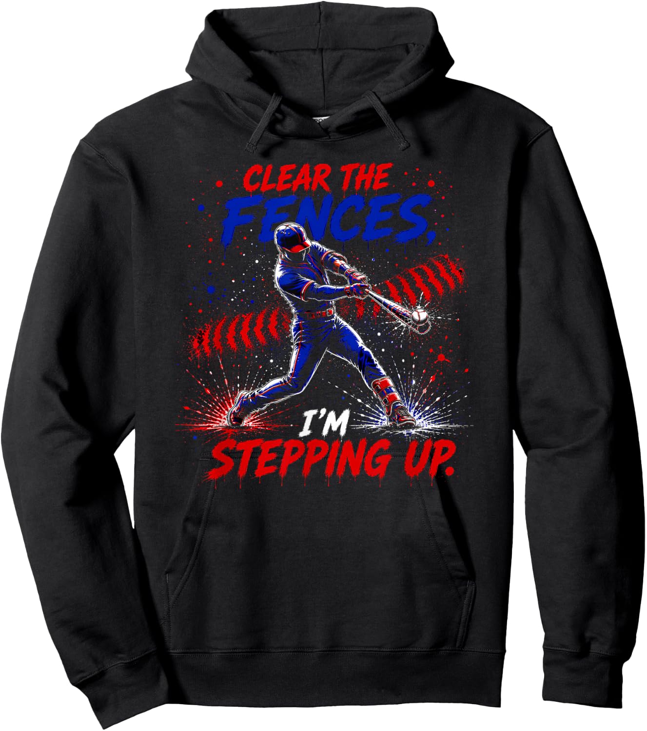 Baseball Batter Homerun Boys Men Paint Splatter Sports Hoodie - Hoodie | Black