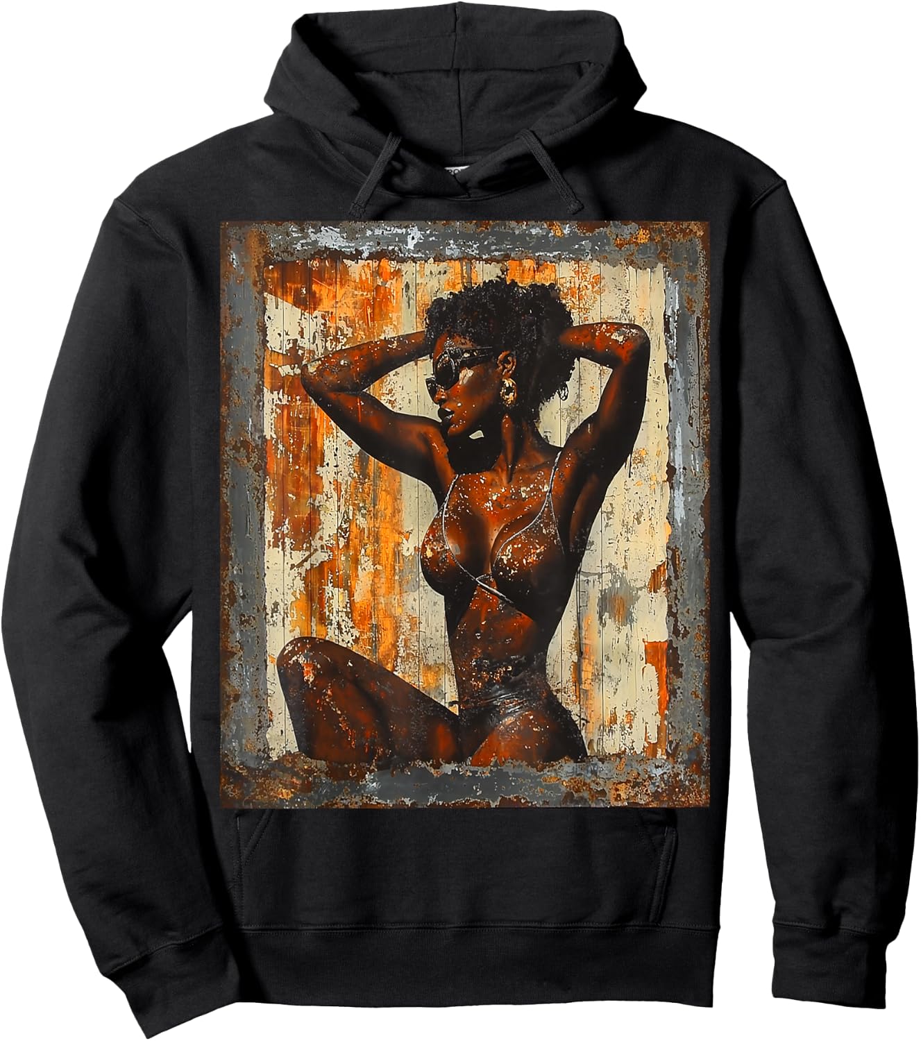 Beautiful Vintage Black Girl Woman Retro Pin Up Model Art Hoodie - Hoodie | Black