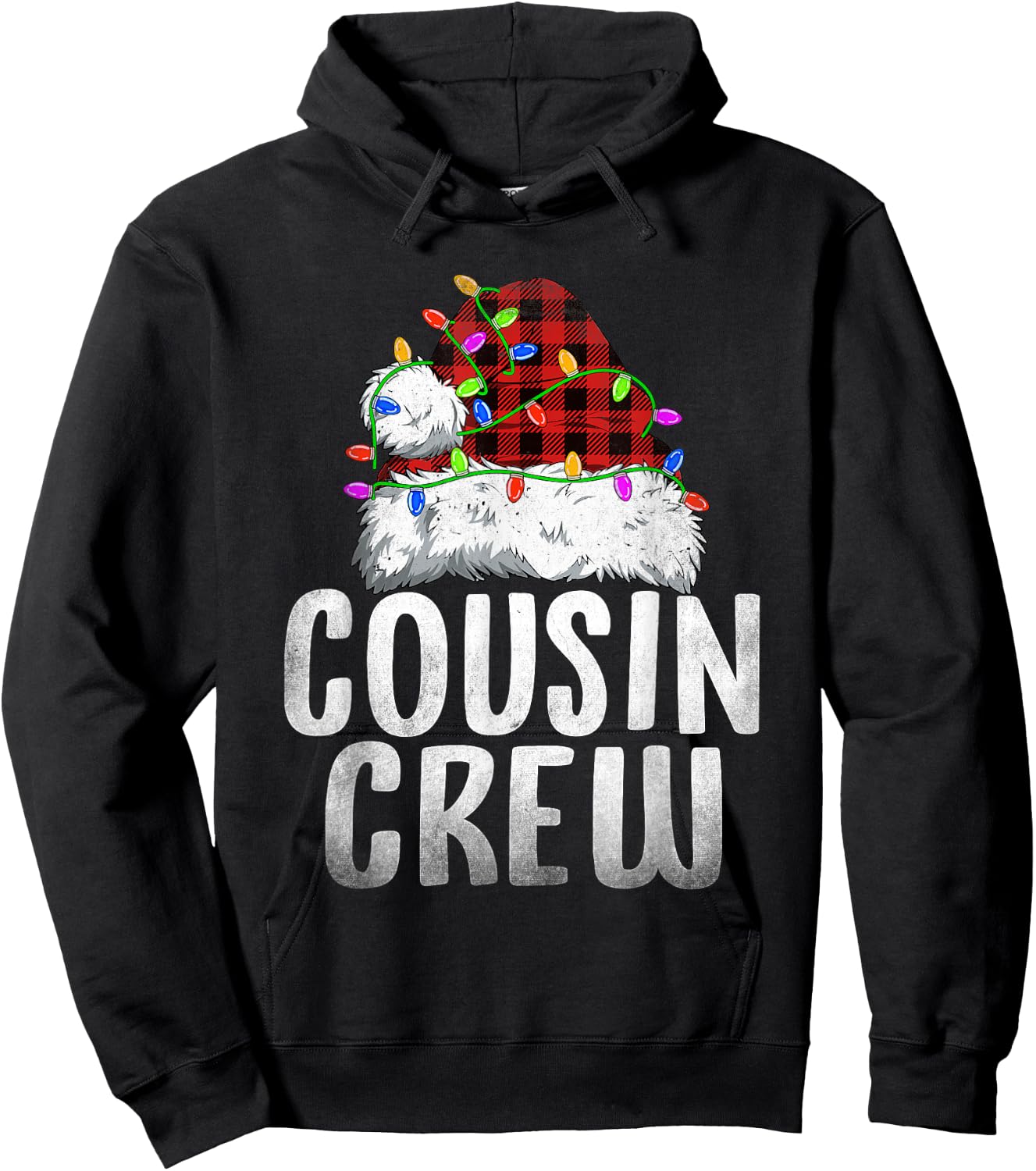 Christmas Cousin Crew Santa Xmas Family Matching Pajamas Hoodie - Hoodie | Black