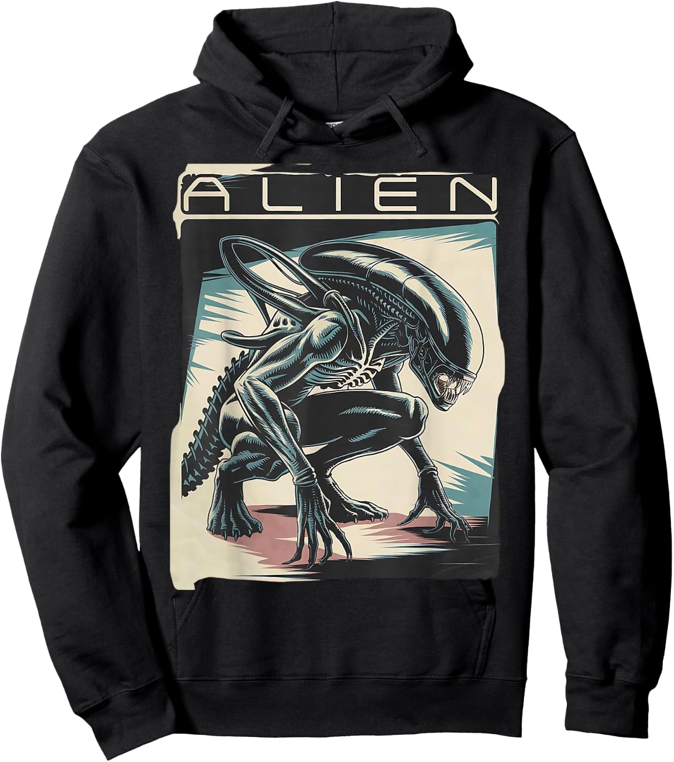 Xenomorph Alien Illustrated Poster, Black, S Hoodie - Hoodie | Black