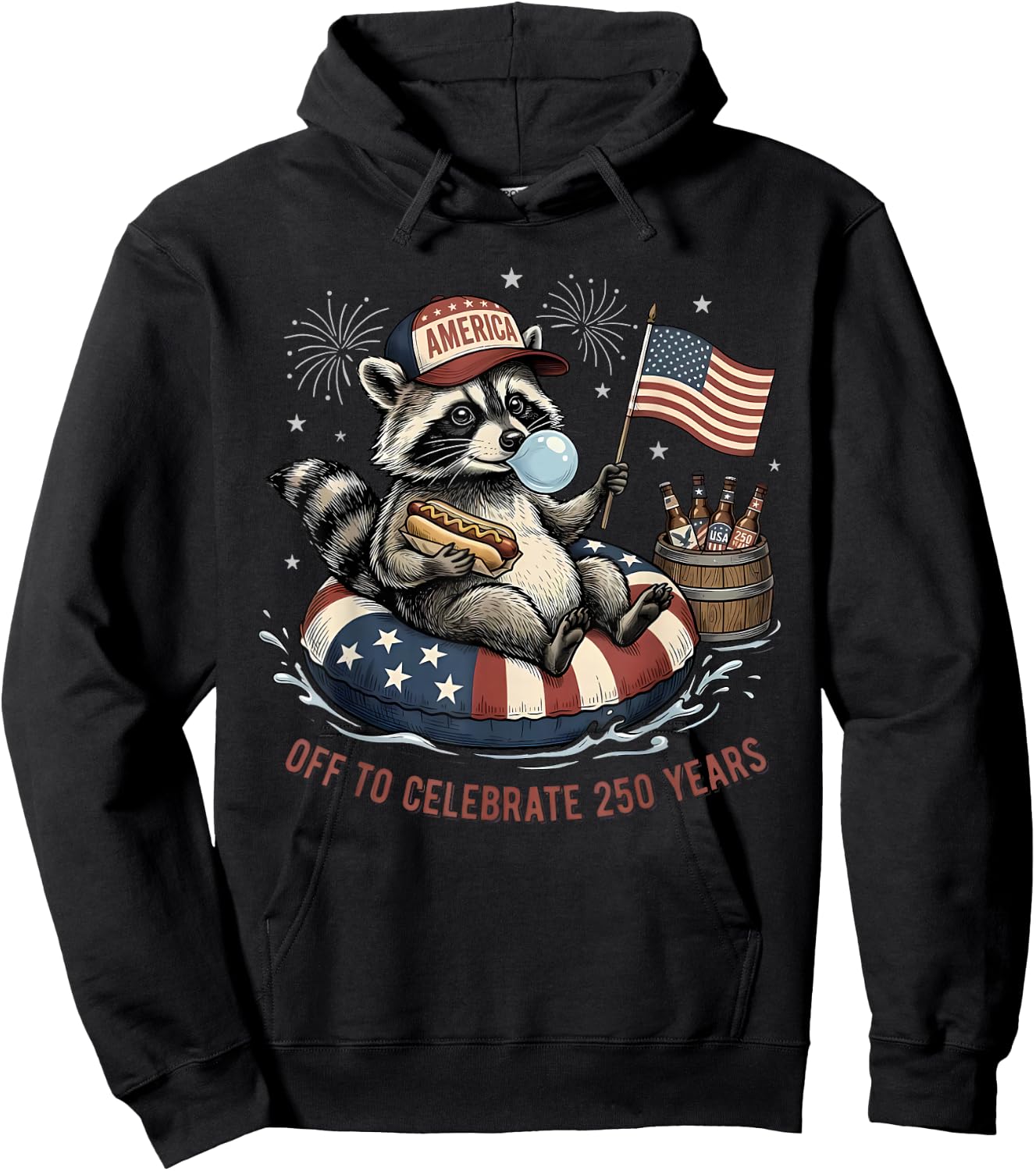 Off to Celebrate 250 Years Funny 250th American Anniversary Hoodie - Hoodie | Black