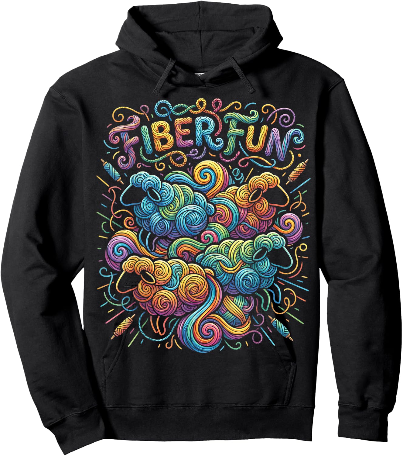 Fiber Fun Sheep Yarn Spinning Wool Crafting & Fiber Art Hoodie - Hoodie | Black