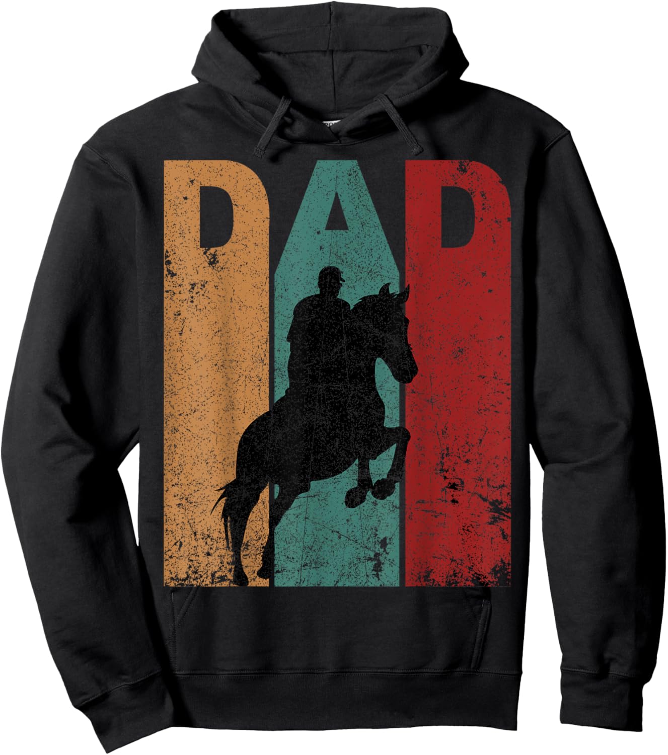 Vintage Horseback Riding Dad Silhouette Father's Day Retro Hoodie - Hoodie | Black