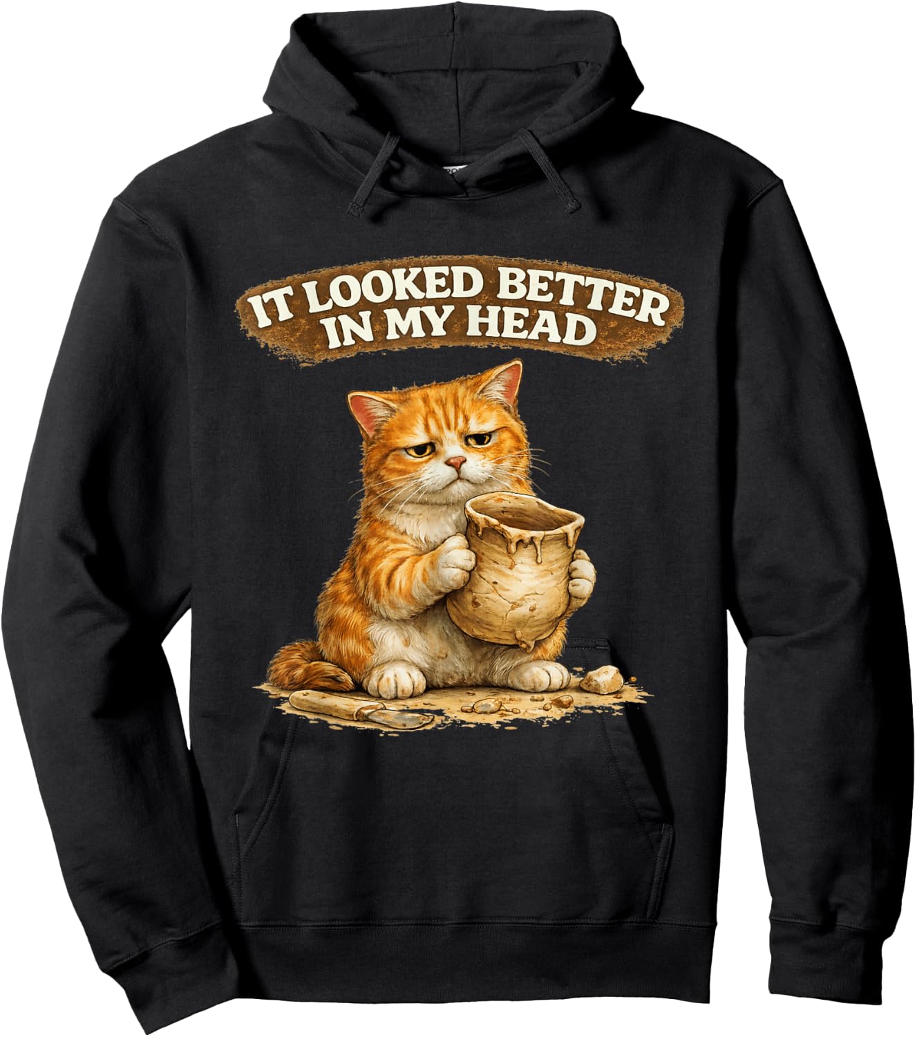 Ceramic Artist Funny Pottery Cat - Failed Pottery Moment Hoodie - Hoodie | Black