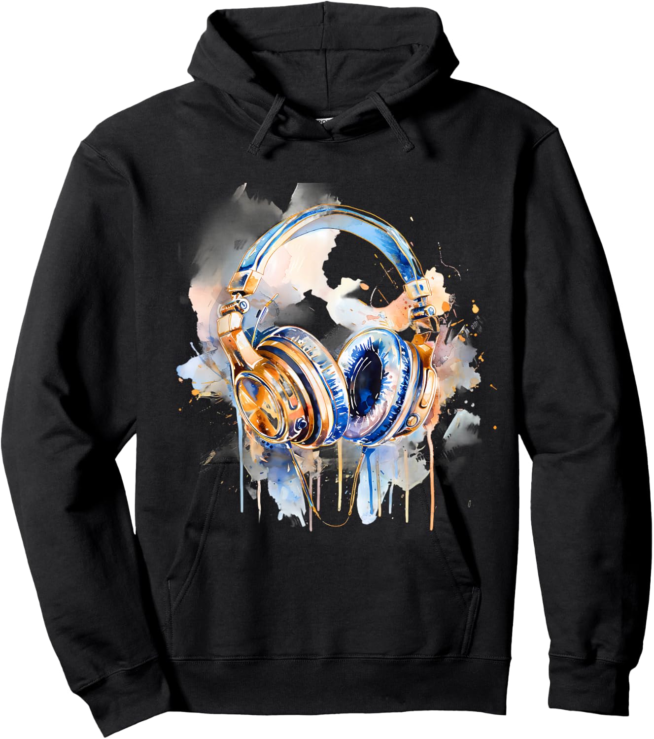 Headphones Music DJ Splash EDM Music Headphones Music Lover Hoodie - Hoodie | Black