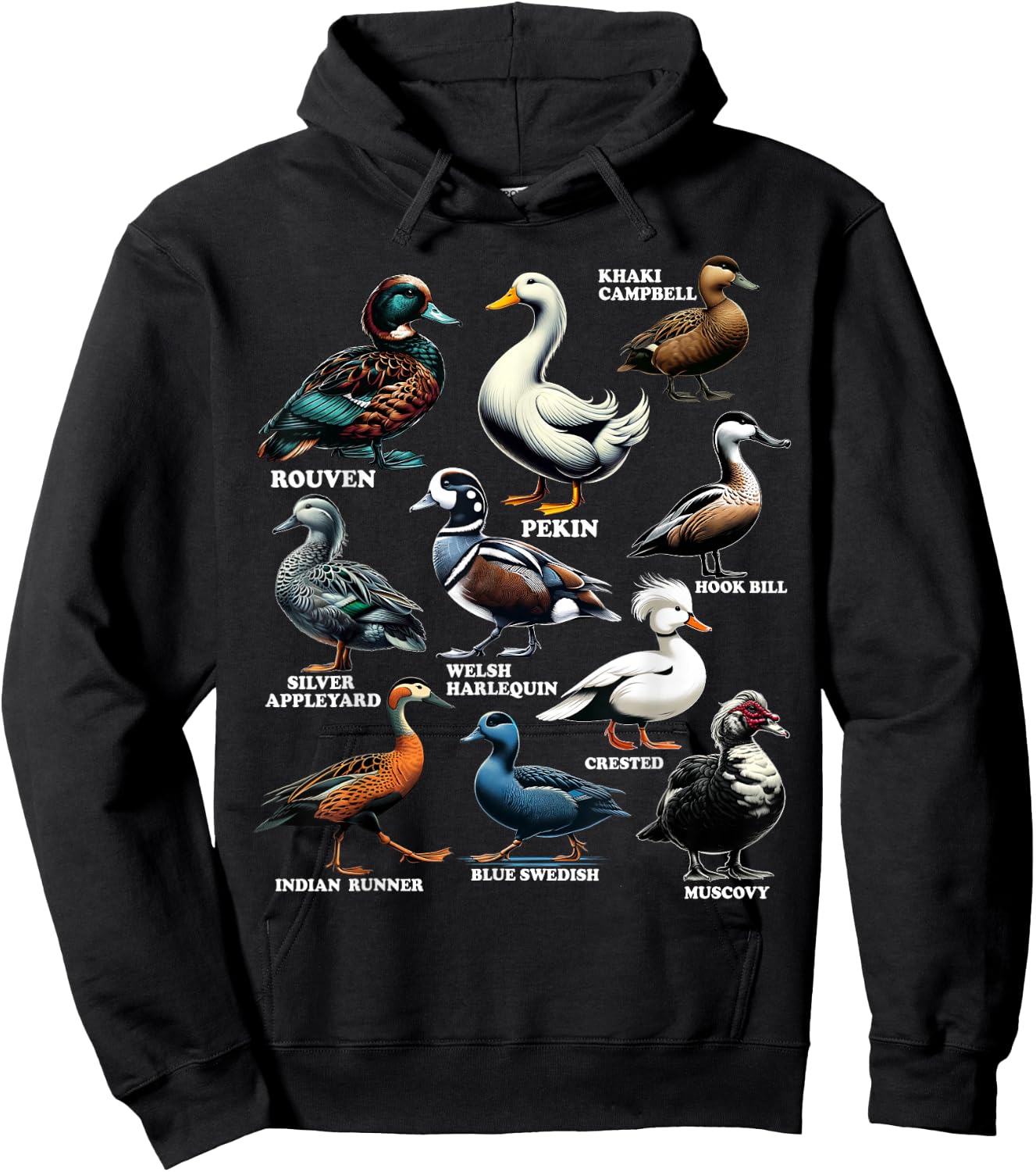 Types Of Duck Shirt for Ducks Lovers Women Kids Girls Hoodie - Hoodie | Black