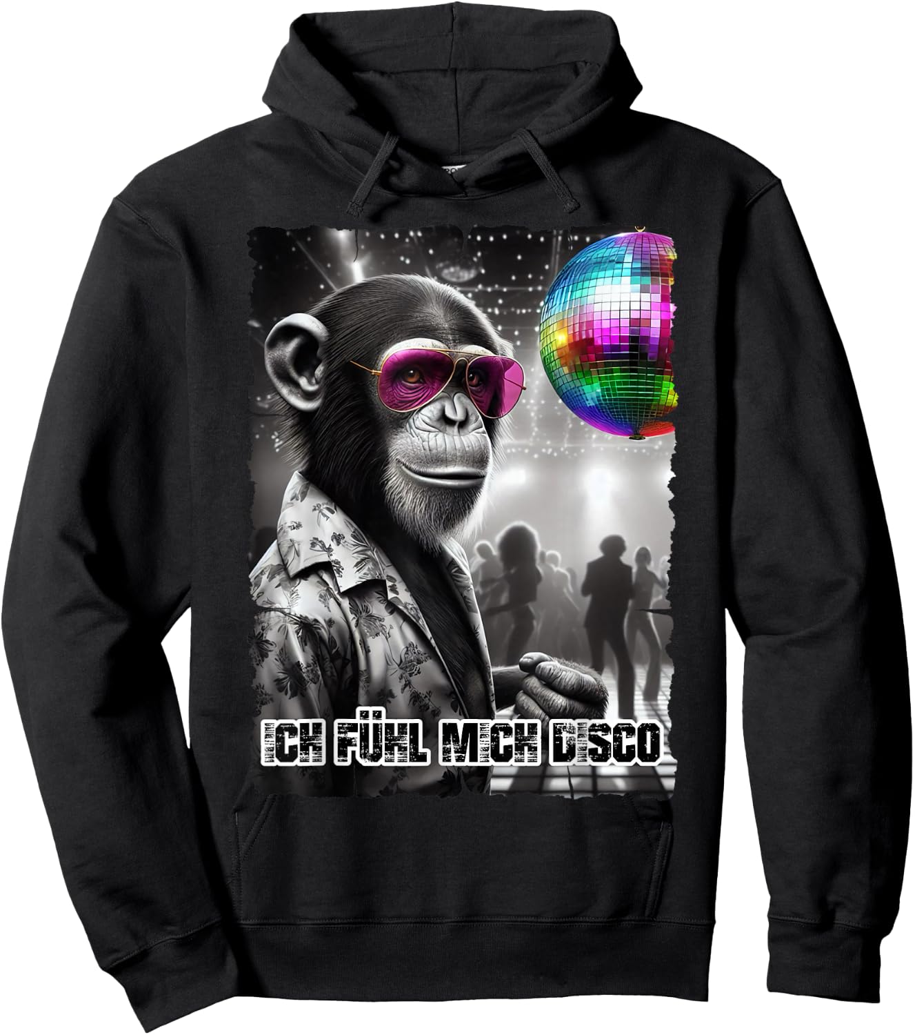 with German Text "Ich Fühl Mich Fühl Mich Disco Ball", black Hoodie - Hoodie | Black