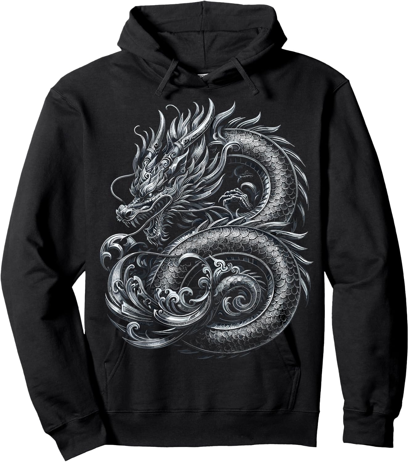 Silver Dragon Graphic Hoodie - Hoodie | Black