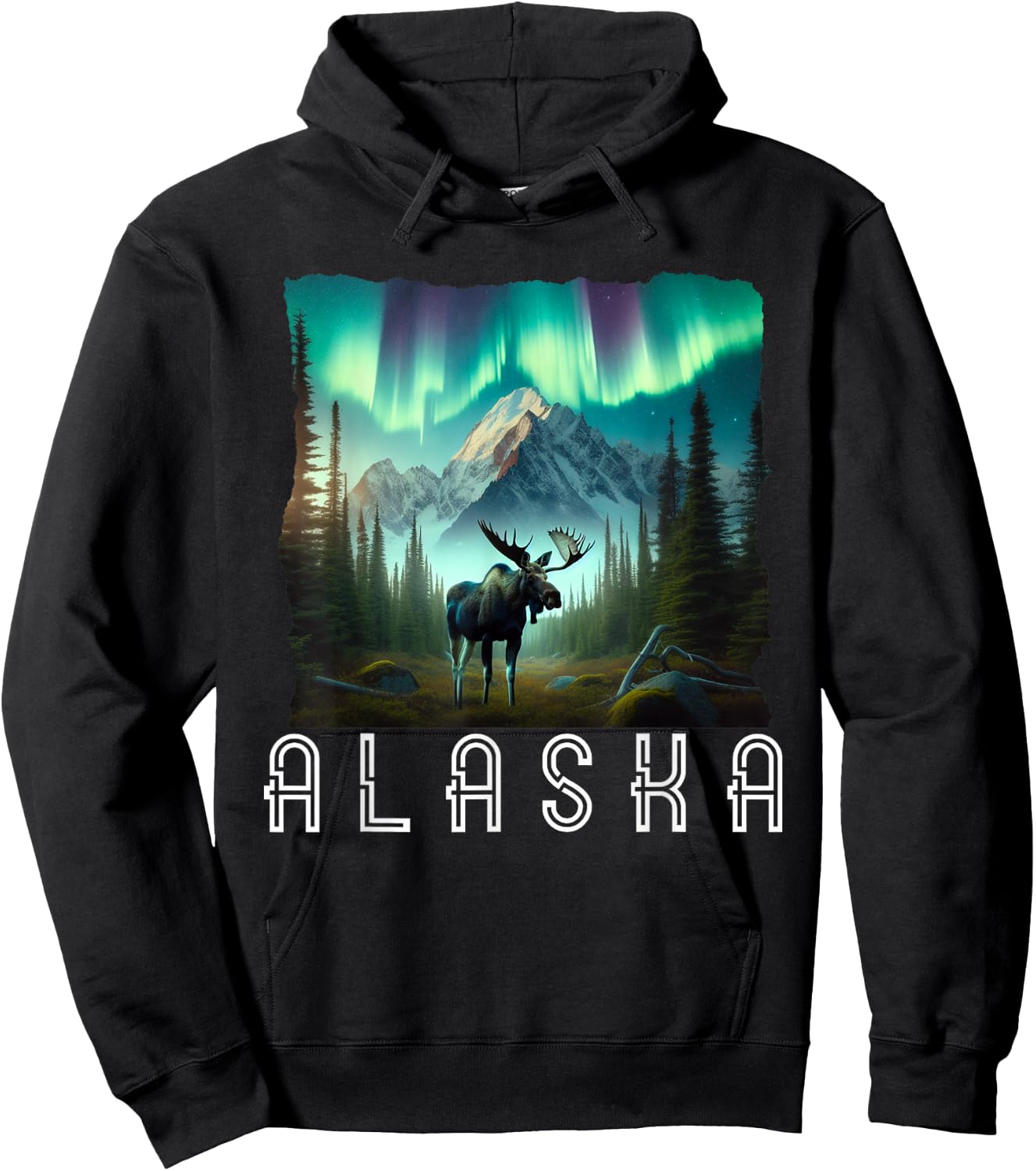 Matching Family Friends and Group Alaska Silhouette Hoodie - Hoodie | Black