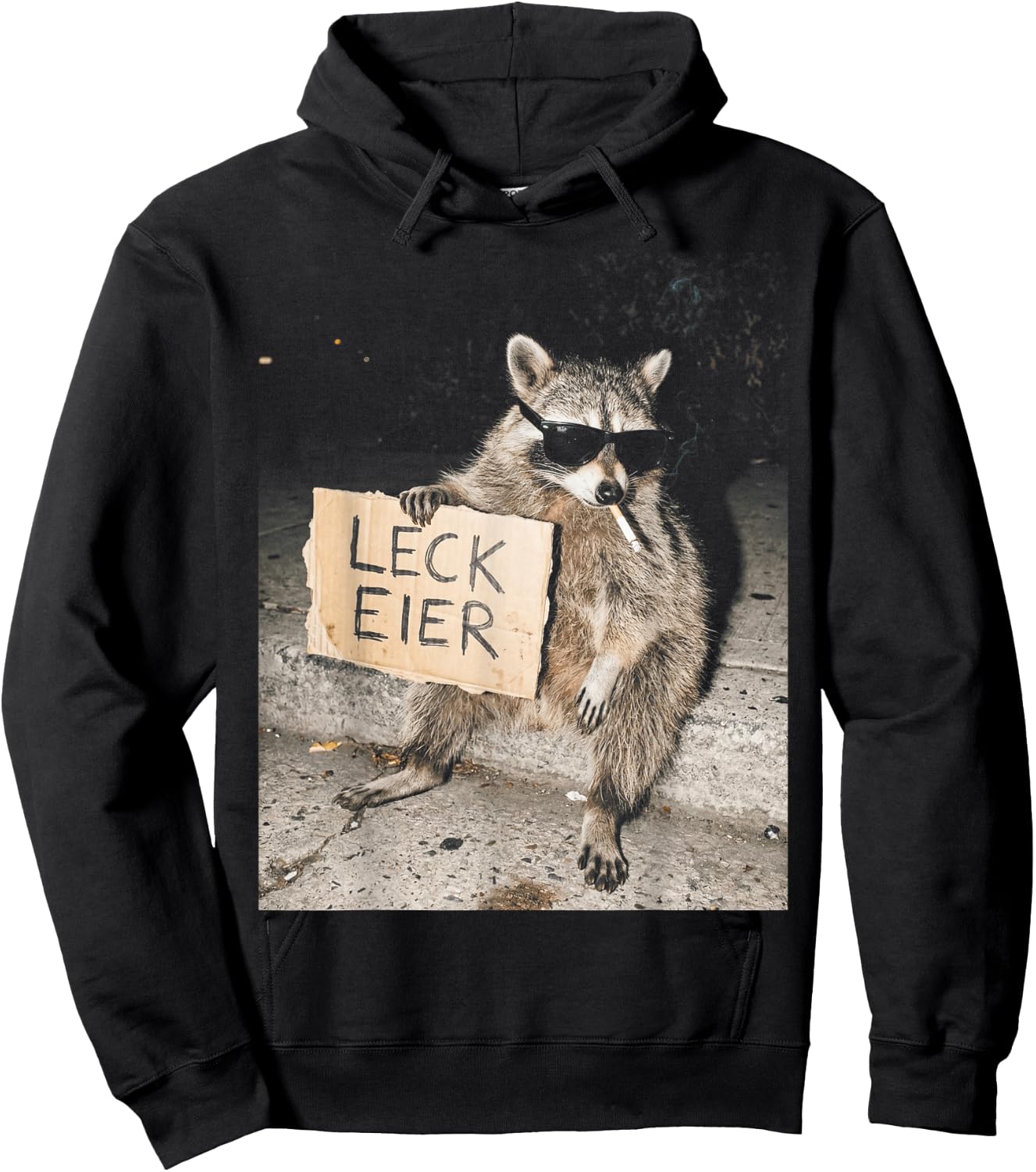 Leck Eier Lustiger Waschbär mit frecher Haltung Hoodie - Hoodie | Black