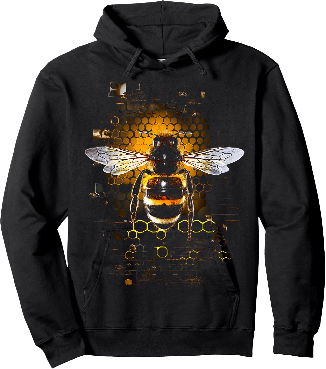 Bee Pattern , Black, S Hoodie - Hoodie | Black