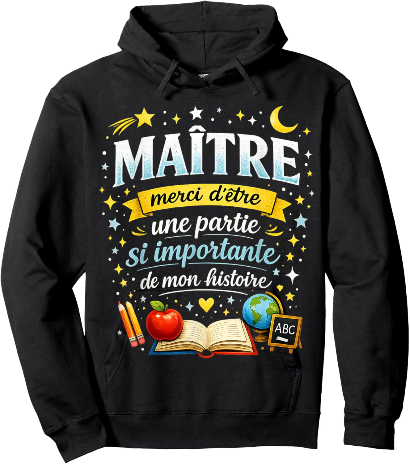 Cadeau Maître d'École Fin d'Année Enseignant Merci Original Hoodie - Hoodie | Black