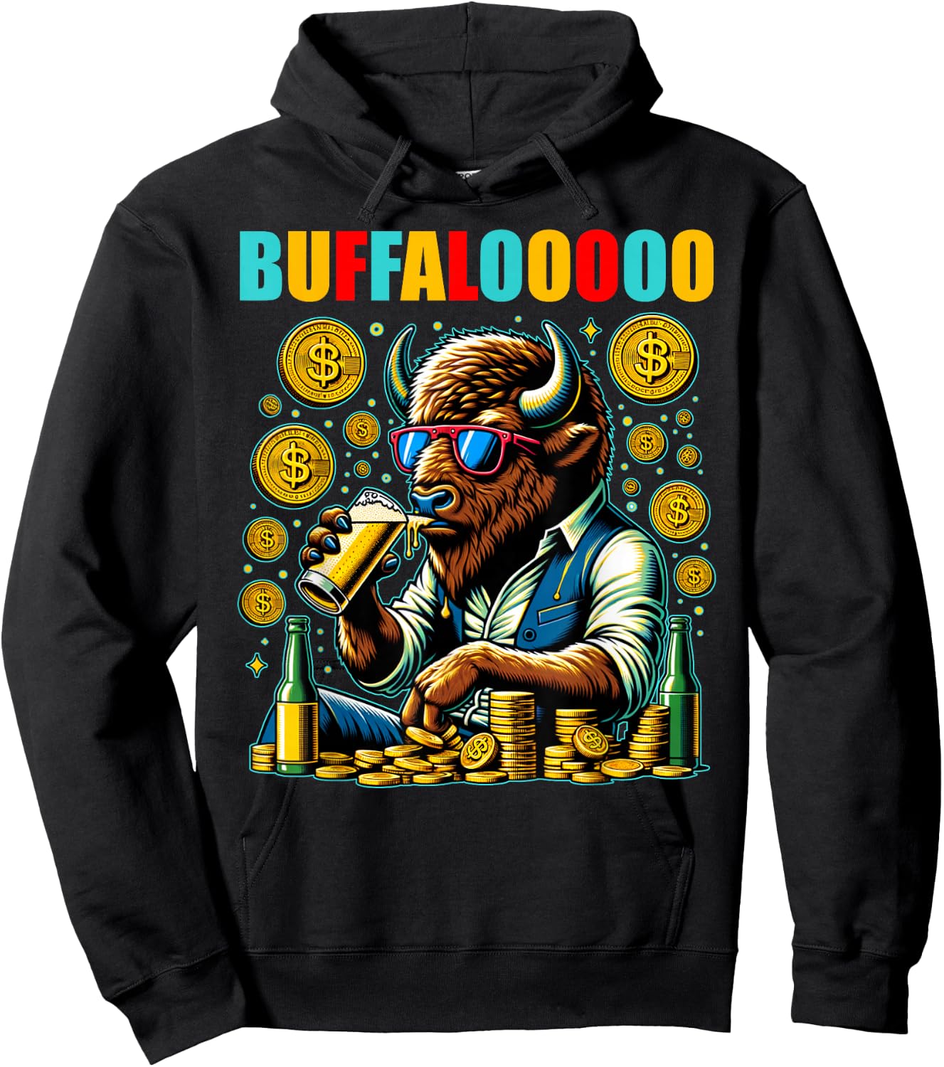 Lucky Buffalo Casino Slot Machine BUFFALOOOOO Gambling Hoodie - Hoodie | Black