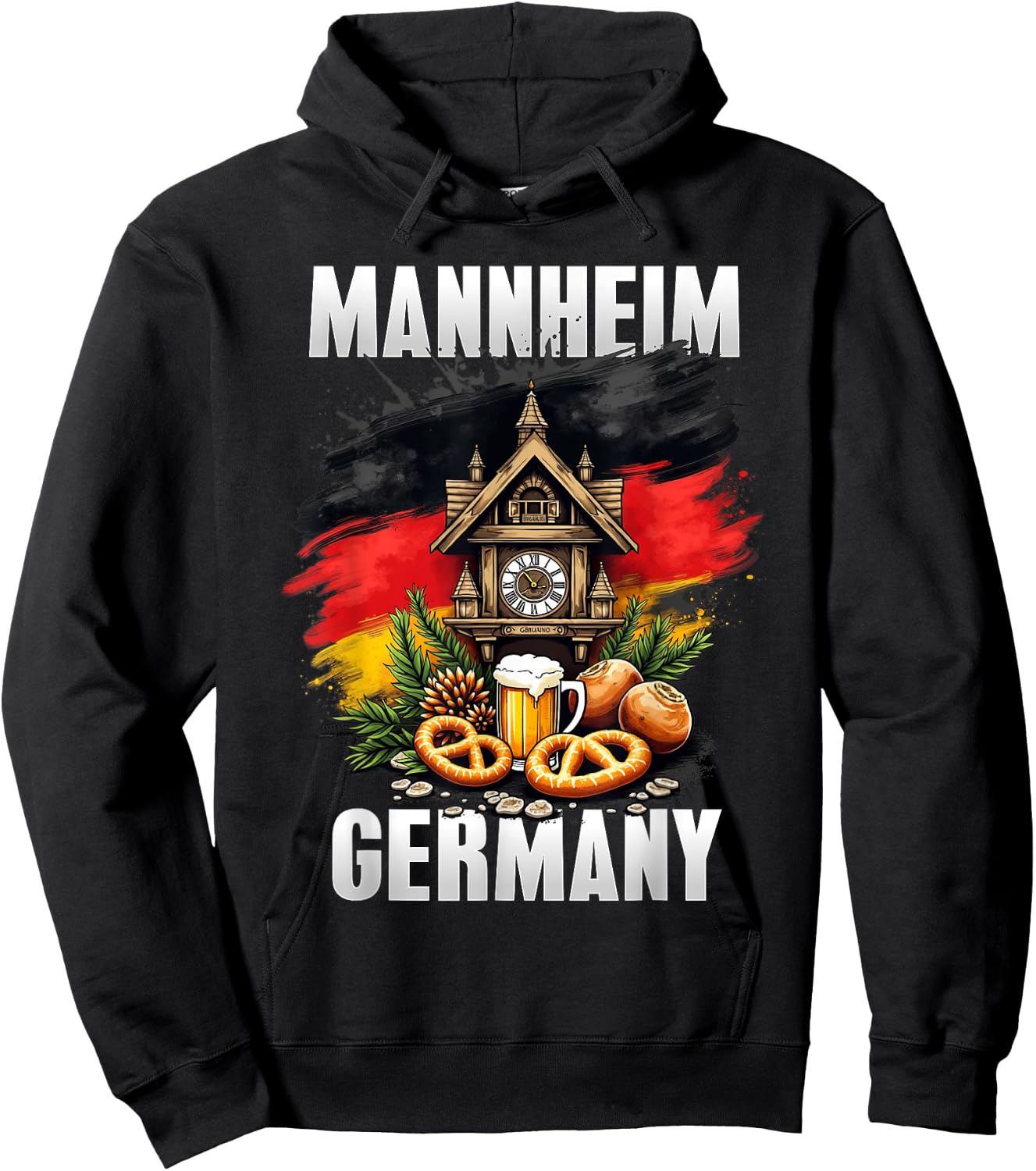 Mannheim Germany Souvenir German Flag Oktoberfest Travel Hoodie - Hoodie | Black
