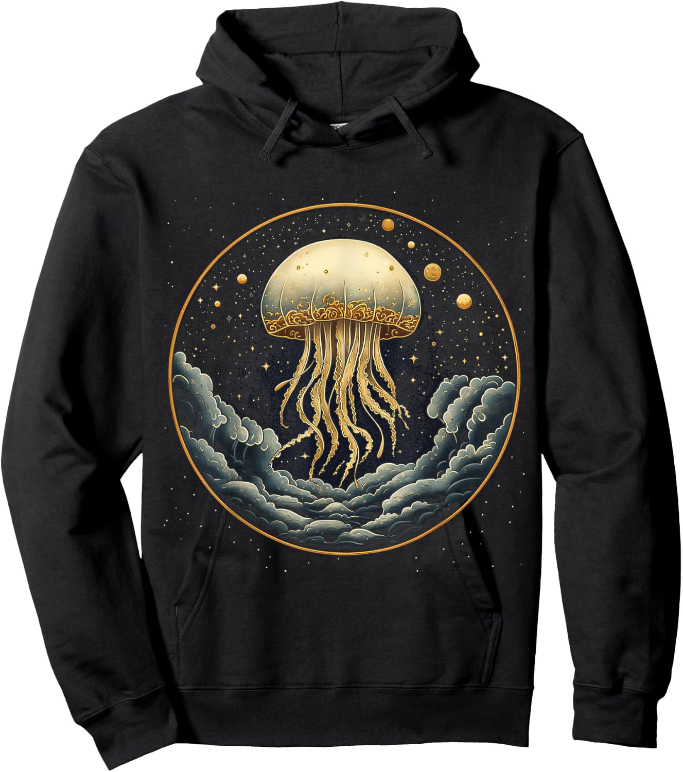 Jellyfish Celestial Aesthetic Art Deco Dark Ocean Animal Hoodie - Hoodie | Black