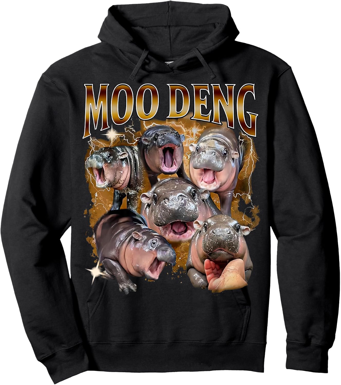 Funny Moo-Deng Baby Pygmy Hippo Cute Zoo For Family Hoodie - Hoodie | Black