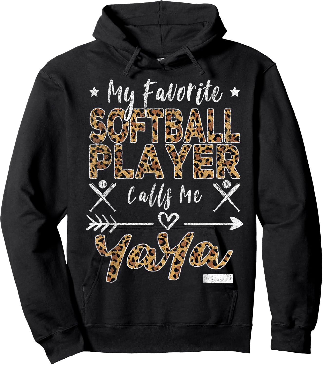 My Favorite Softball Player Calls Me Yaya Grandma Leopard Hoodie - Hoodie | Black