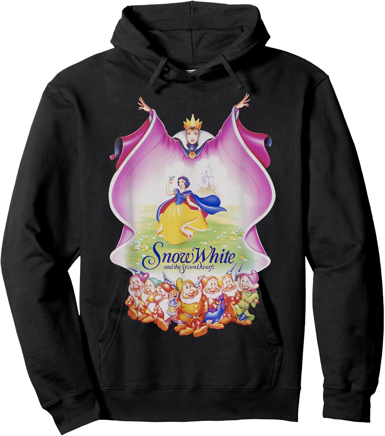 Disney Snow White Group Shot Evil Queen Cape Fill Hoodie - Hoodie | Black