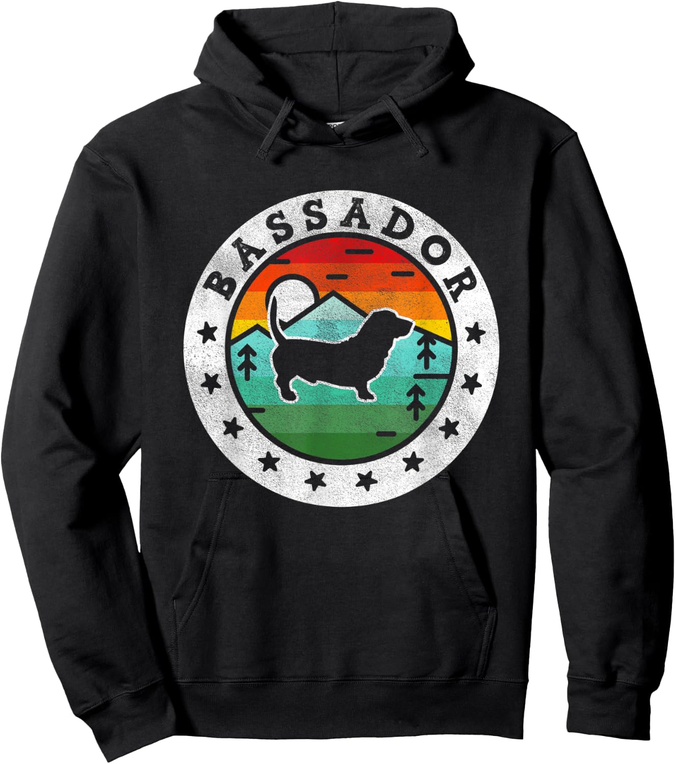 Vintage Bassador Retro Dog Mom Dad Women Hoodie - Hoodie | Black