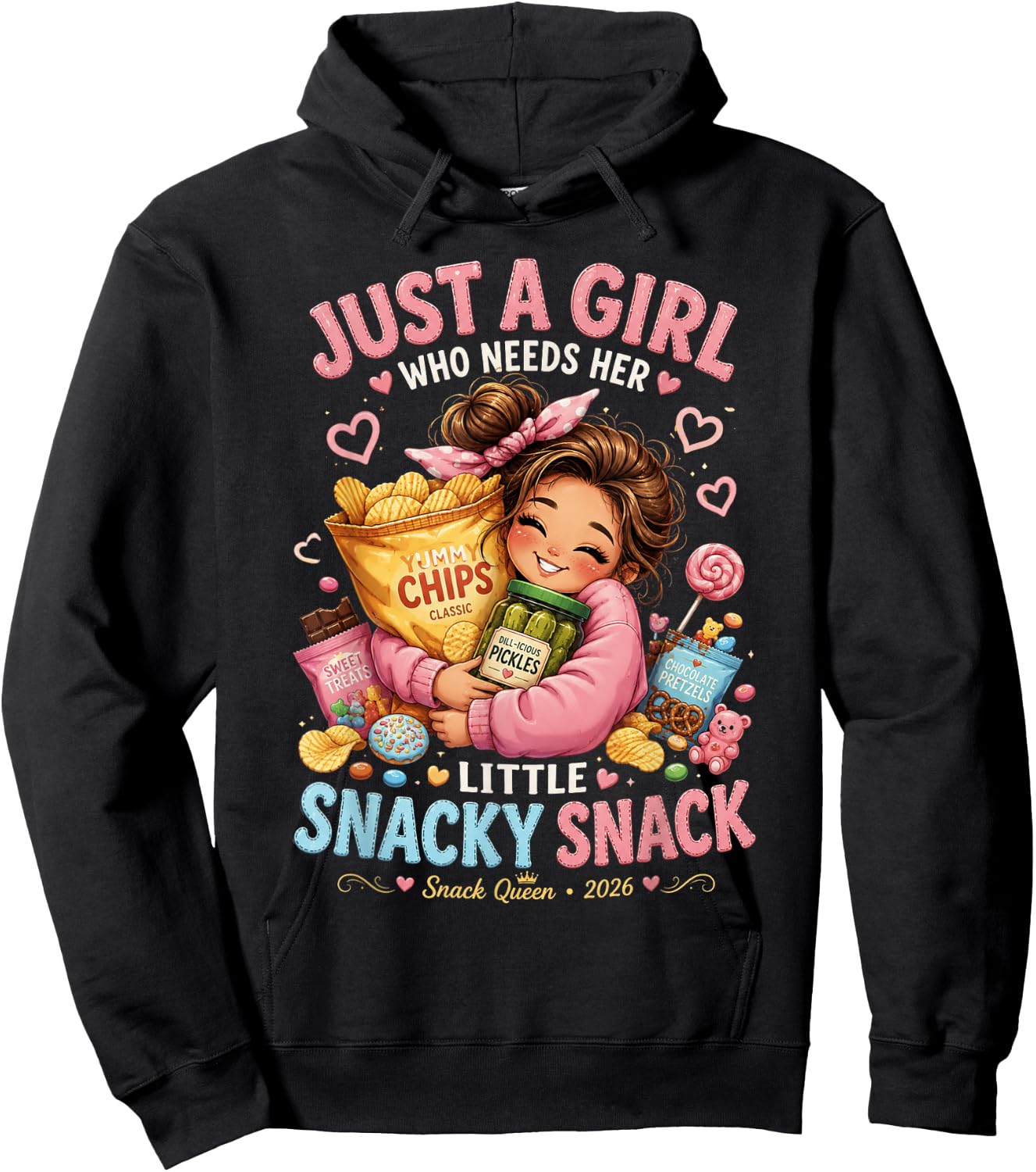 Just a Girl Who Needs Her Little Snacky Snack Foodie Snack Hoodie - Hoodie | Black