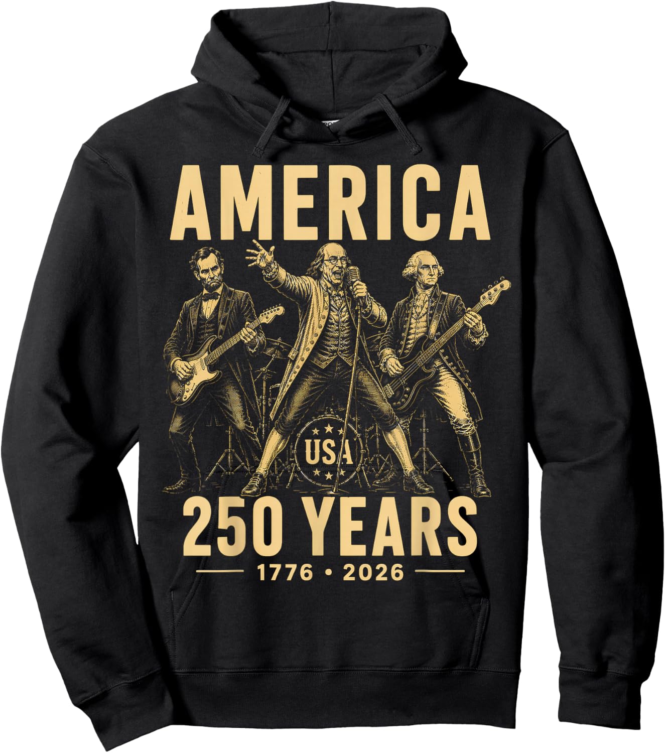Benjamin Franklin George Washington Abraham Lincoln America Hoodie - Hoodie | Black