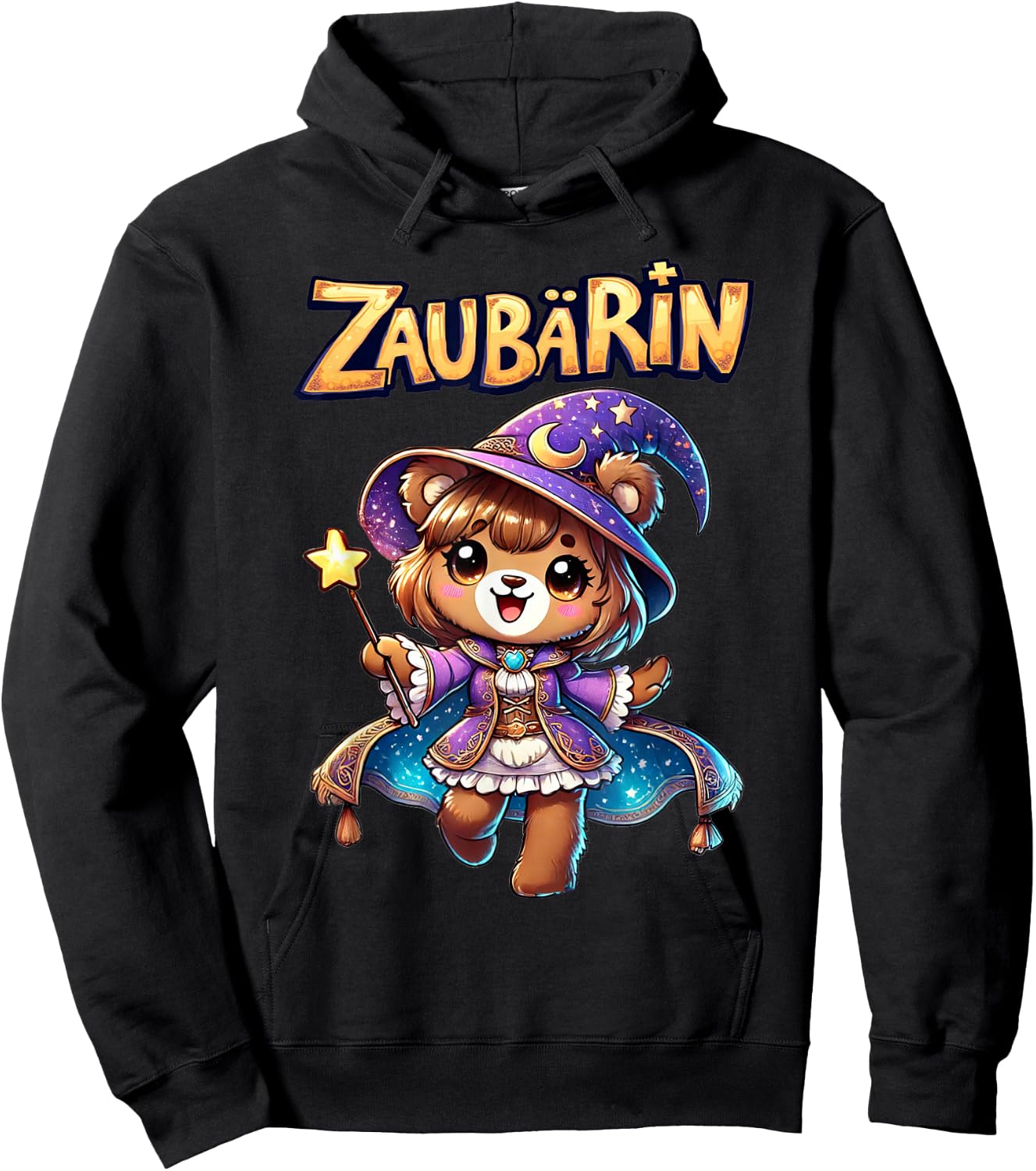 ZauBärin | Karneval Mädchen Kostüm Bär Zauberin Hoodie - Hoodie | Black