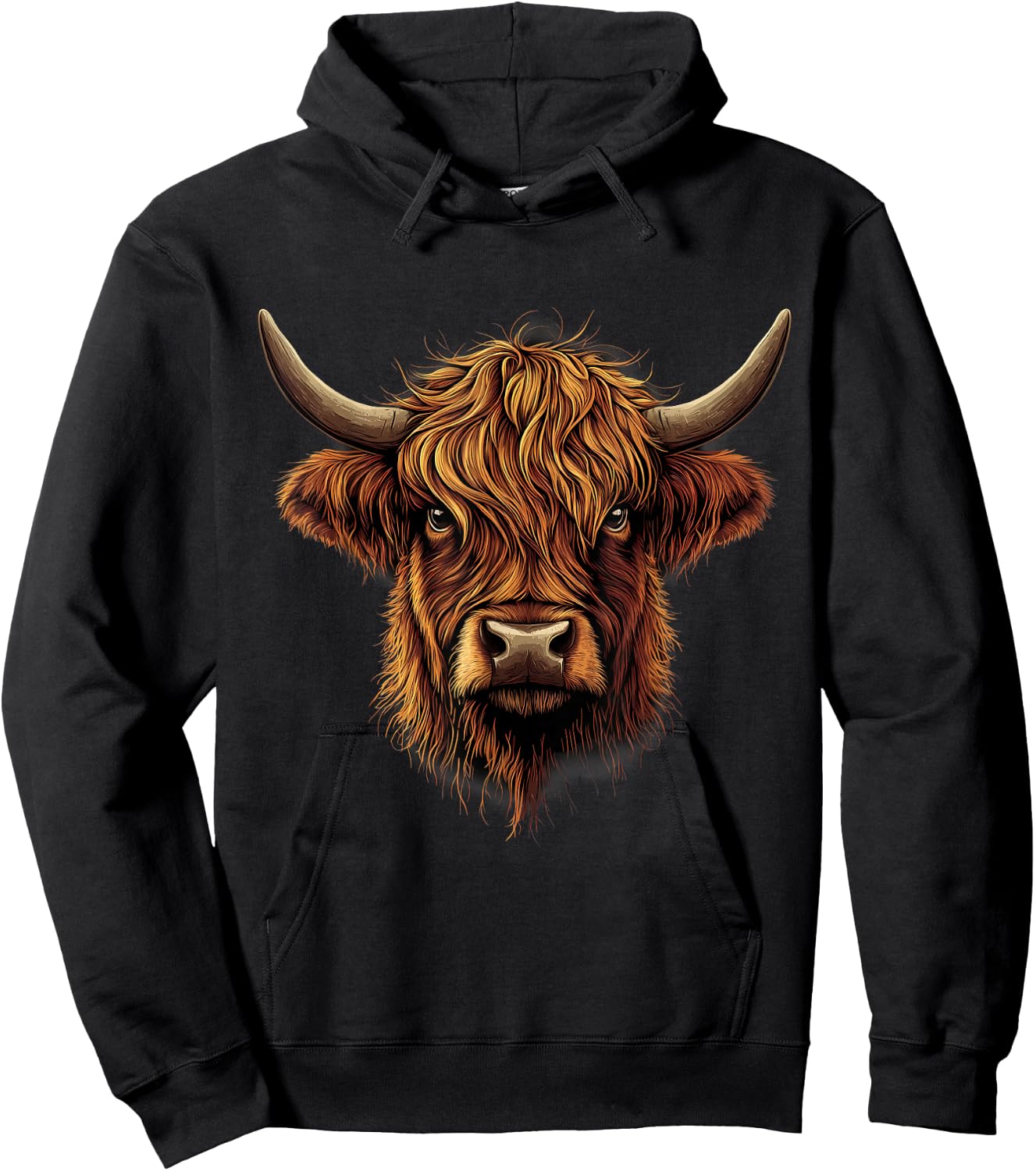 Scottish Highland Cow Messy Bun Scottish Highlander Cow Hoodie - Hoodie | Black