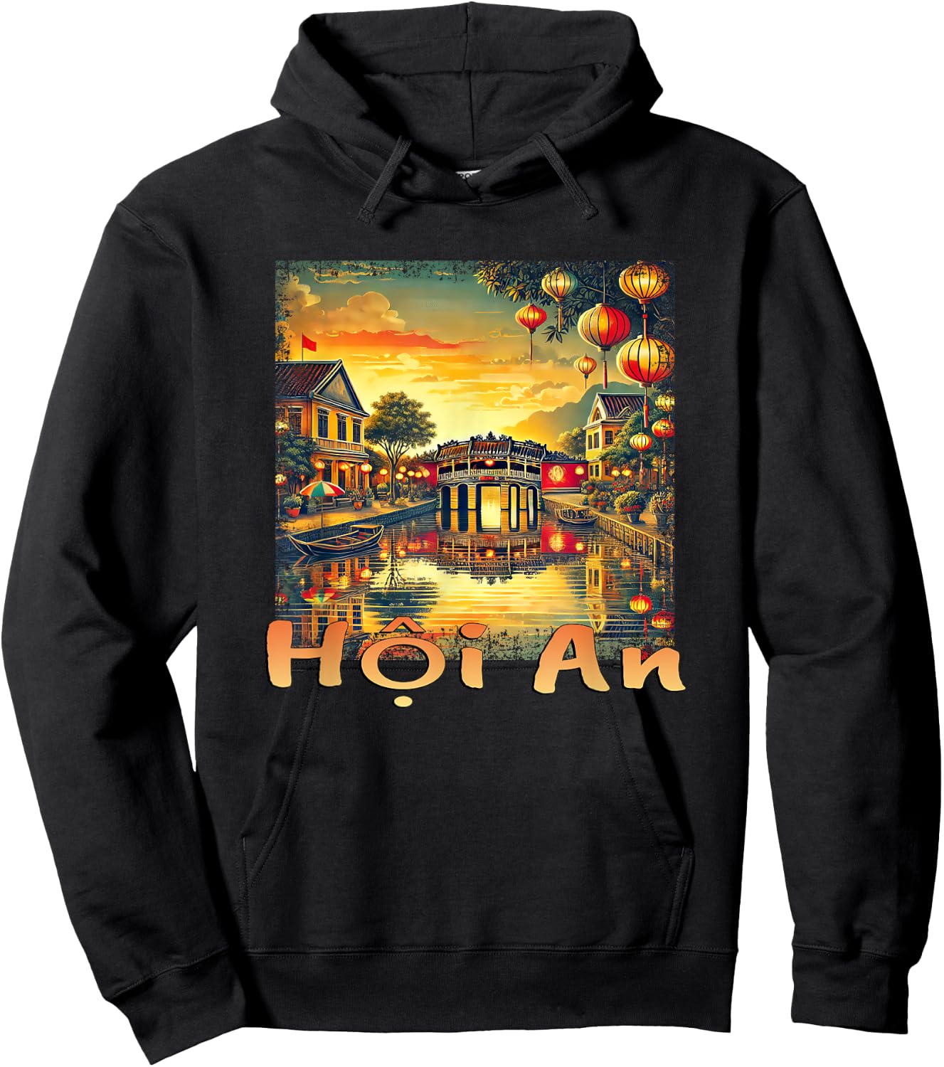 Hoi An Vietnam Ancient Town Canals Sunset Hoodie - Hoodie | Black