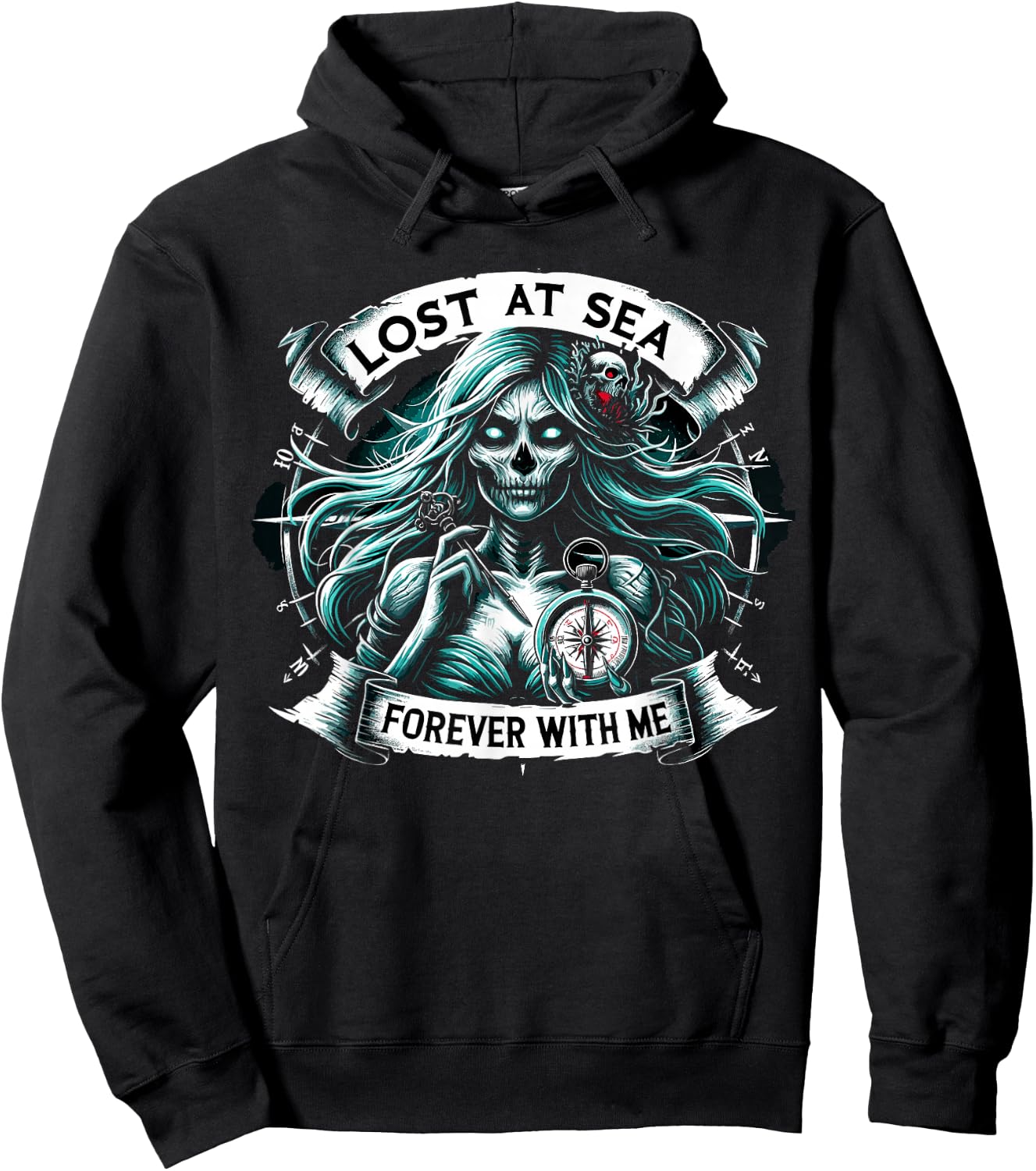 Spooky Sirens Horror Mermaid Creepy Mermaid Haunted Sea Hoodie - Hoodie | Black