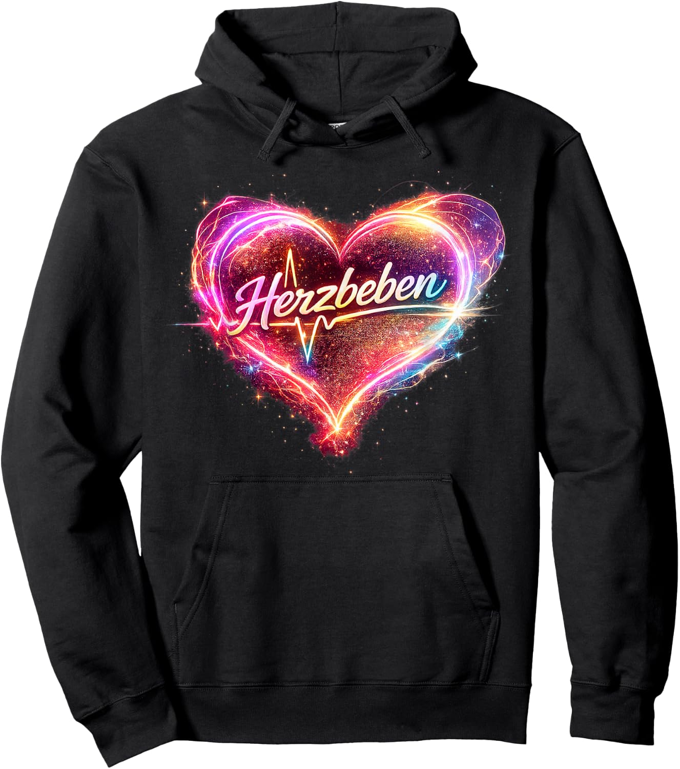 Buntes schwungvolles Herz - Herzbeben Hoodie - Hoodie | Black