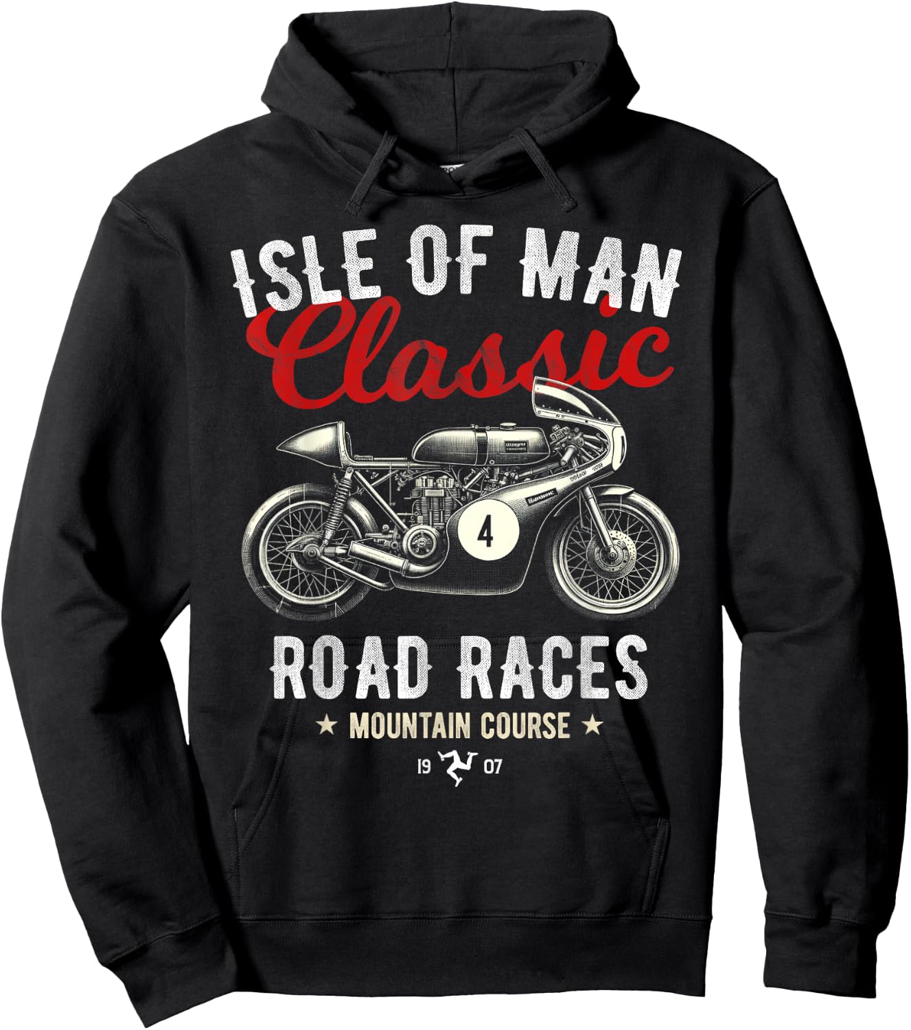 Retro Isle of Man TT Races Vintage Motorcycle Race , Black, S Hoodie - Hoodie | Black