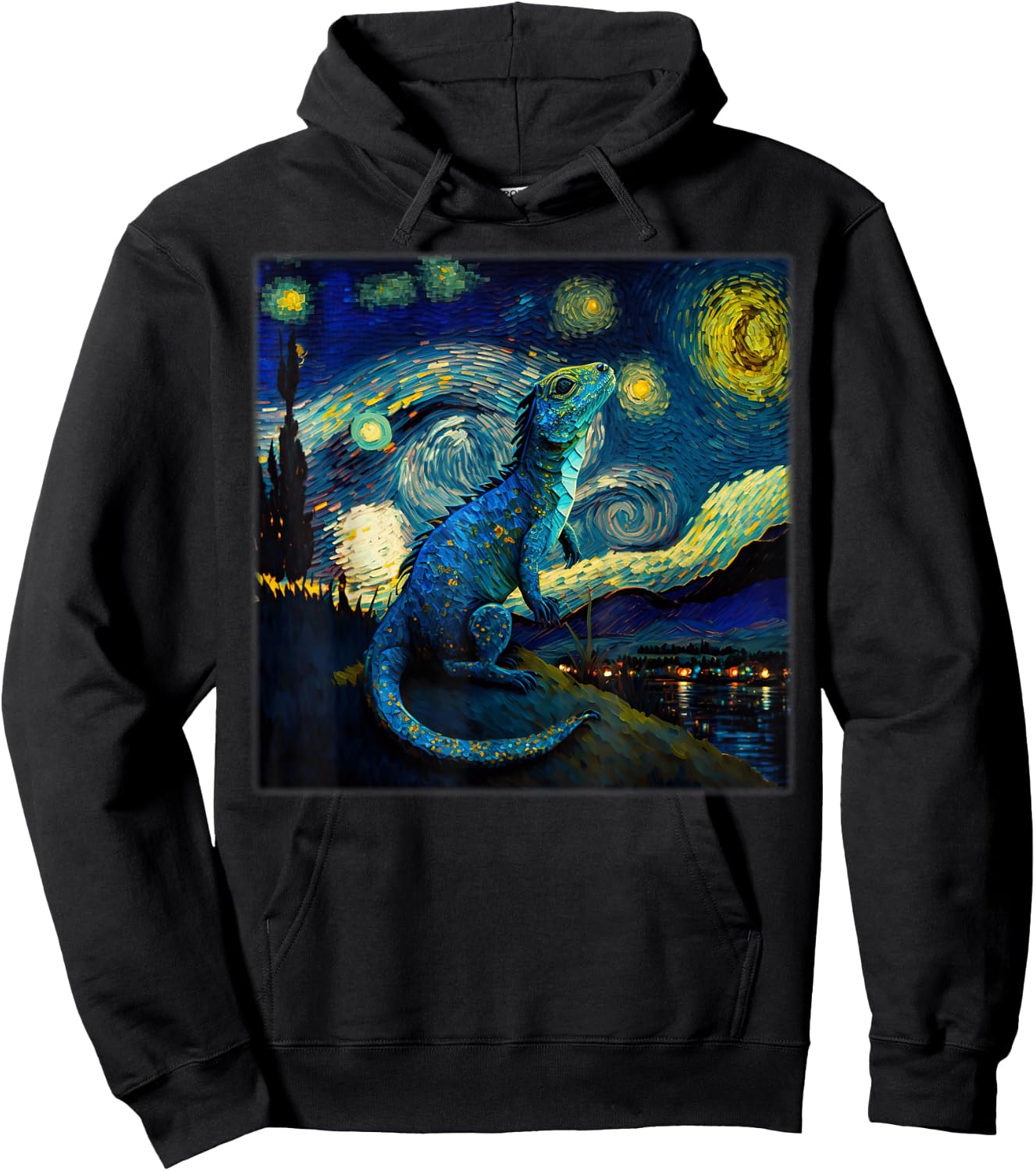 Surrealism Starry Night Chinese Water Dragon Hoodie - Hoodie | Black