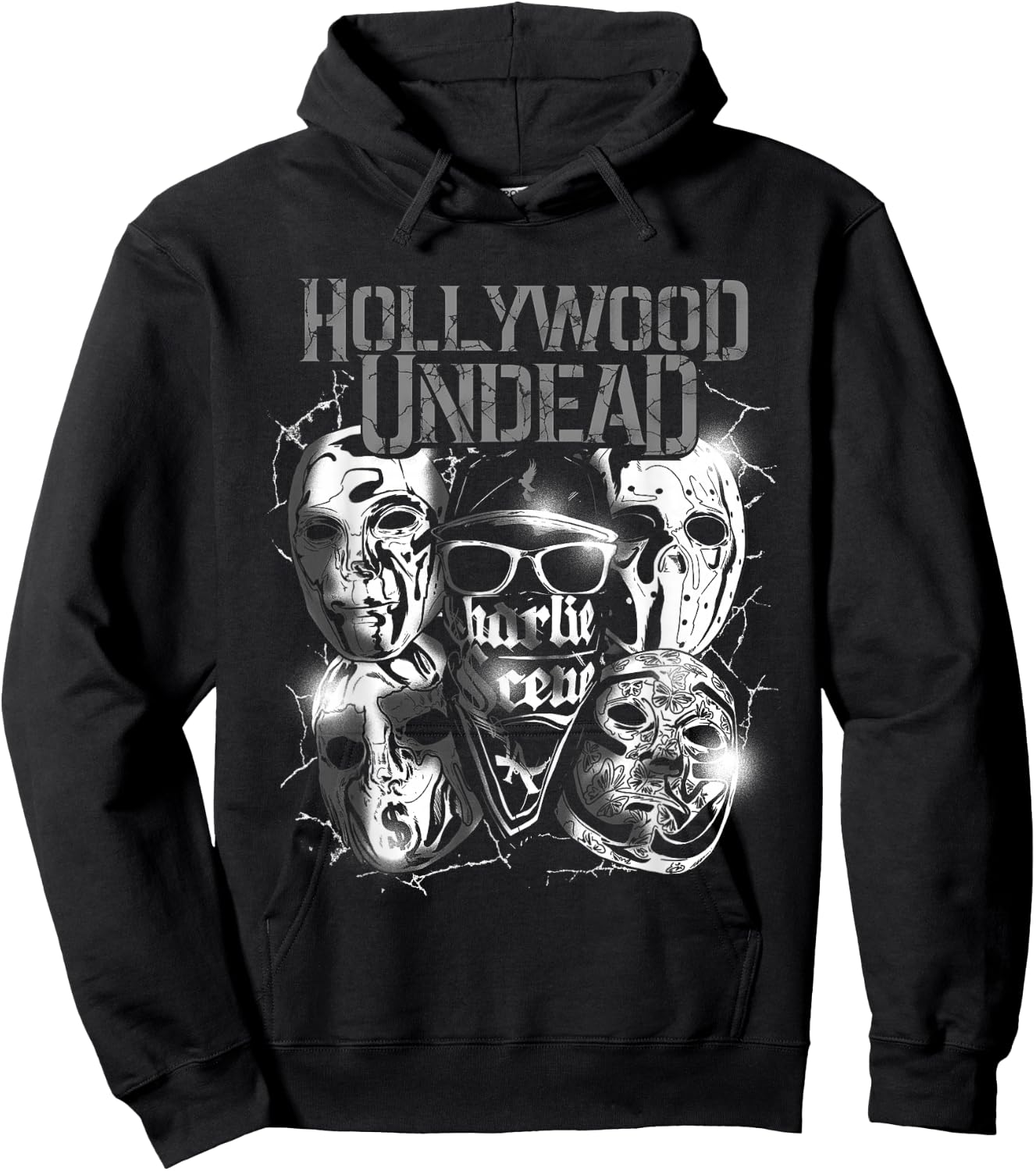 Hollywood Undead Official Merchandise - Metal Masks , black Hoodie - Hoodie | Black