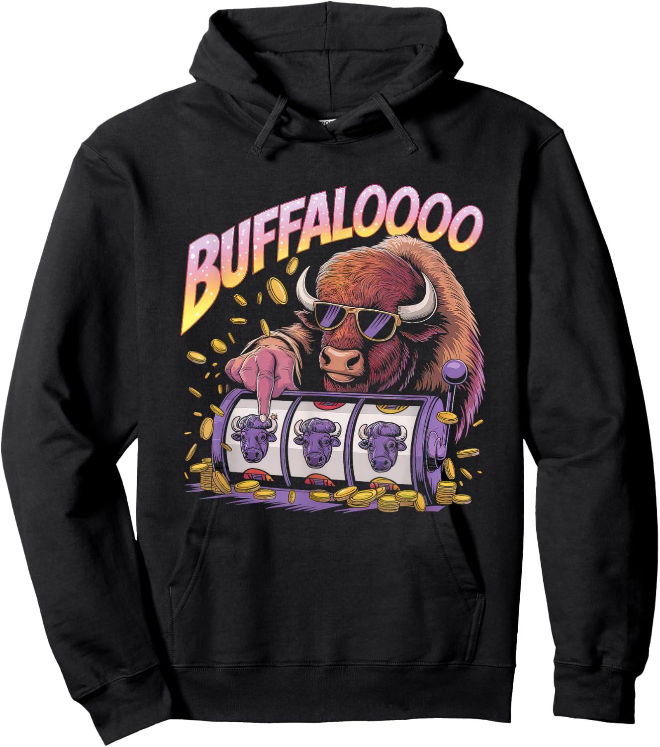 Lucky Buffalo Casino Slot Machine Gambling Gift Gambler Hoodie - Hoodie | Black