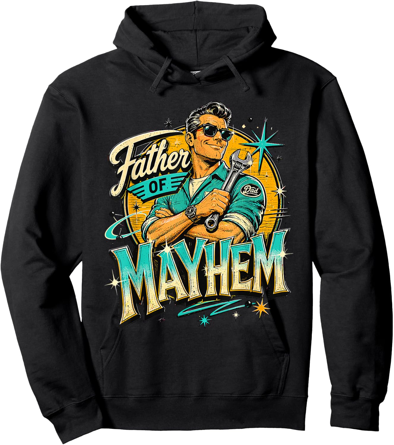 Father's Day Father of Mayhem Funny Dad Matching Family Hoodie - Hoodie | Black