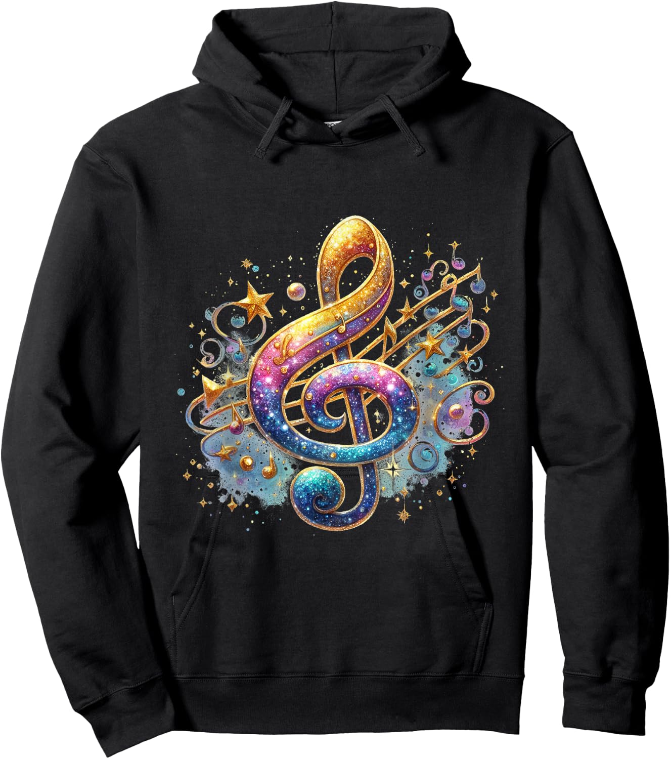 Musician Musical Note - Treble Blue Bass Singer Melody Purple Hoodie - Hoodie | Black