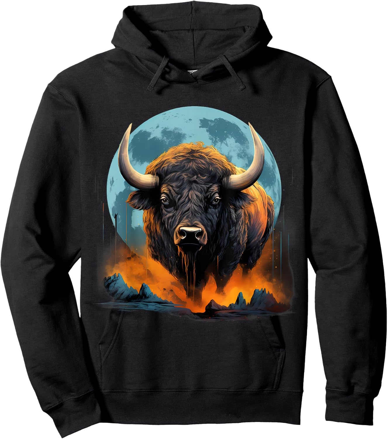 Bison Colorful Nature Buffalo Motif Savanna Safari Wildlife Hoodie - Hoodie | Black