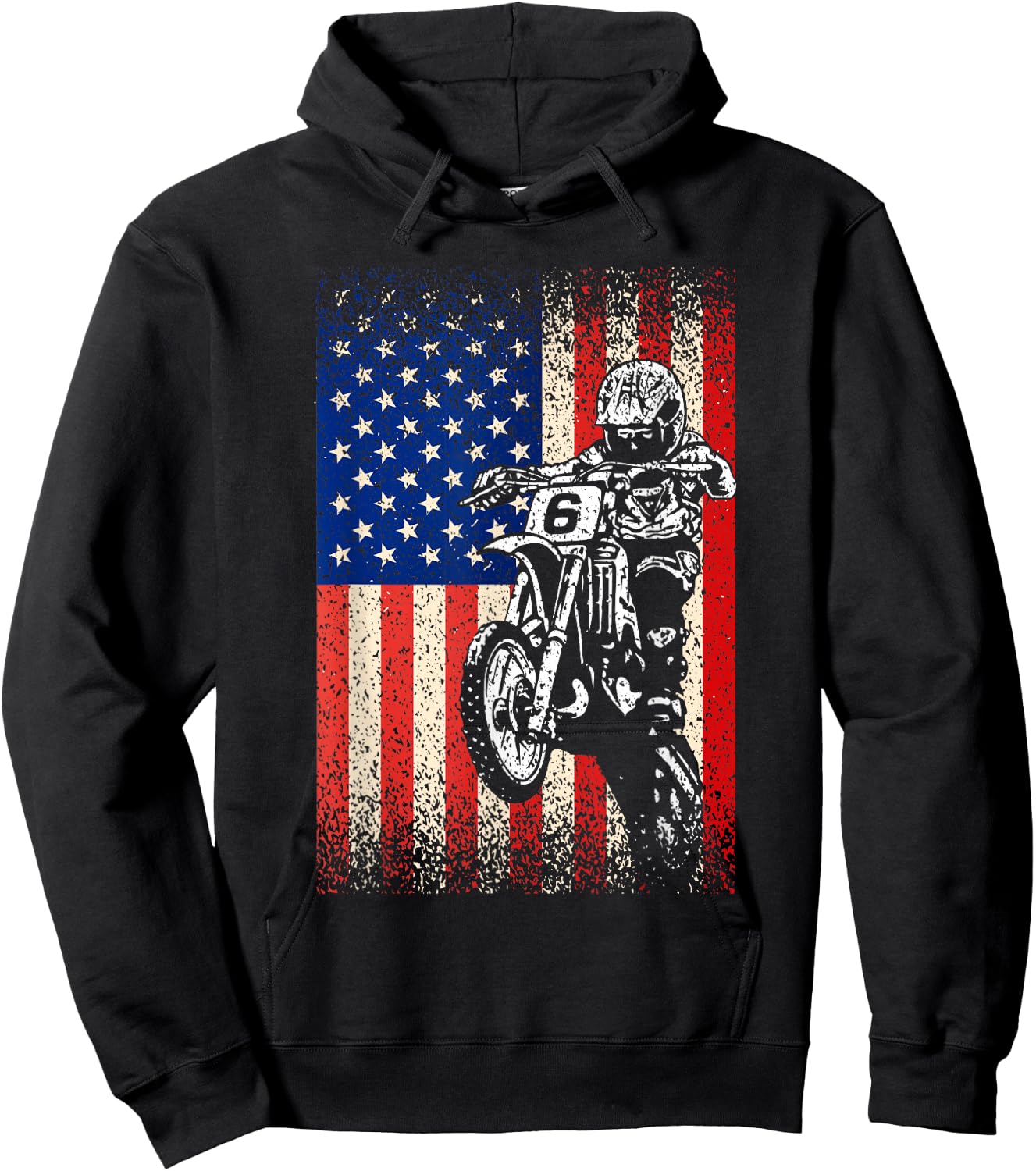 Dirt Bike Shirt Motocross Racing American Flag Dirt Biking Hoodie - Hoodie | Black
