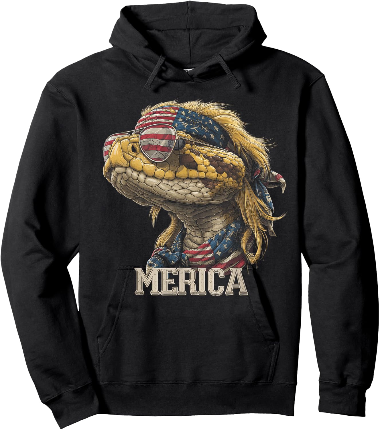 Rattlesnake Snake - Patriotic 4th of July American Flag Hoodie - Hoodie | Black