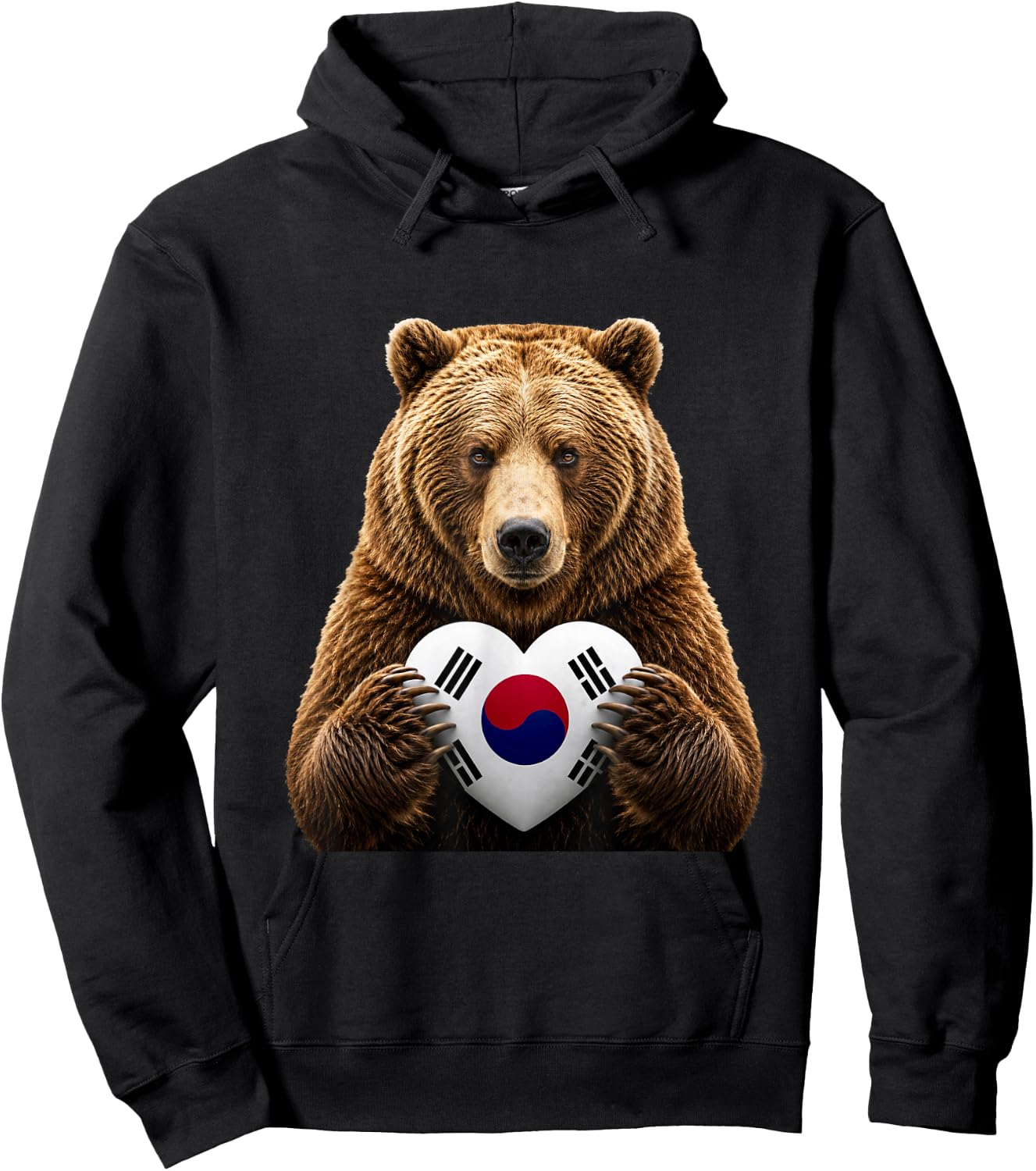 South Korea Flag Heart Pride Heritage Bear South Korean Hoodie - Hoodie | Black